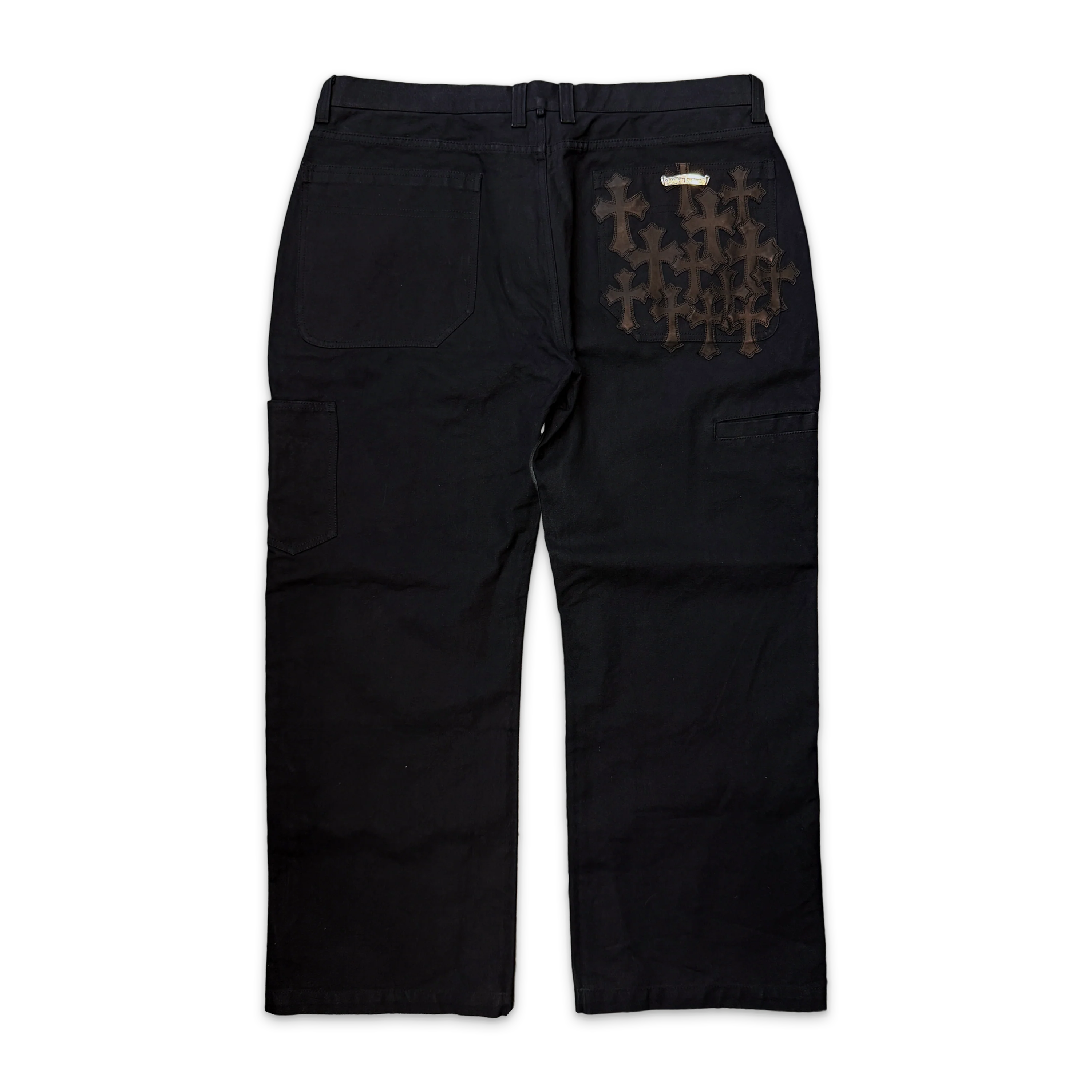 13 Cross Patch Double Knee Work Pants "Black" - Image 2