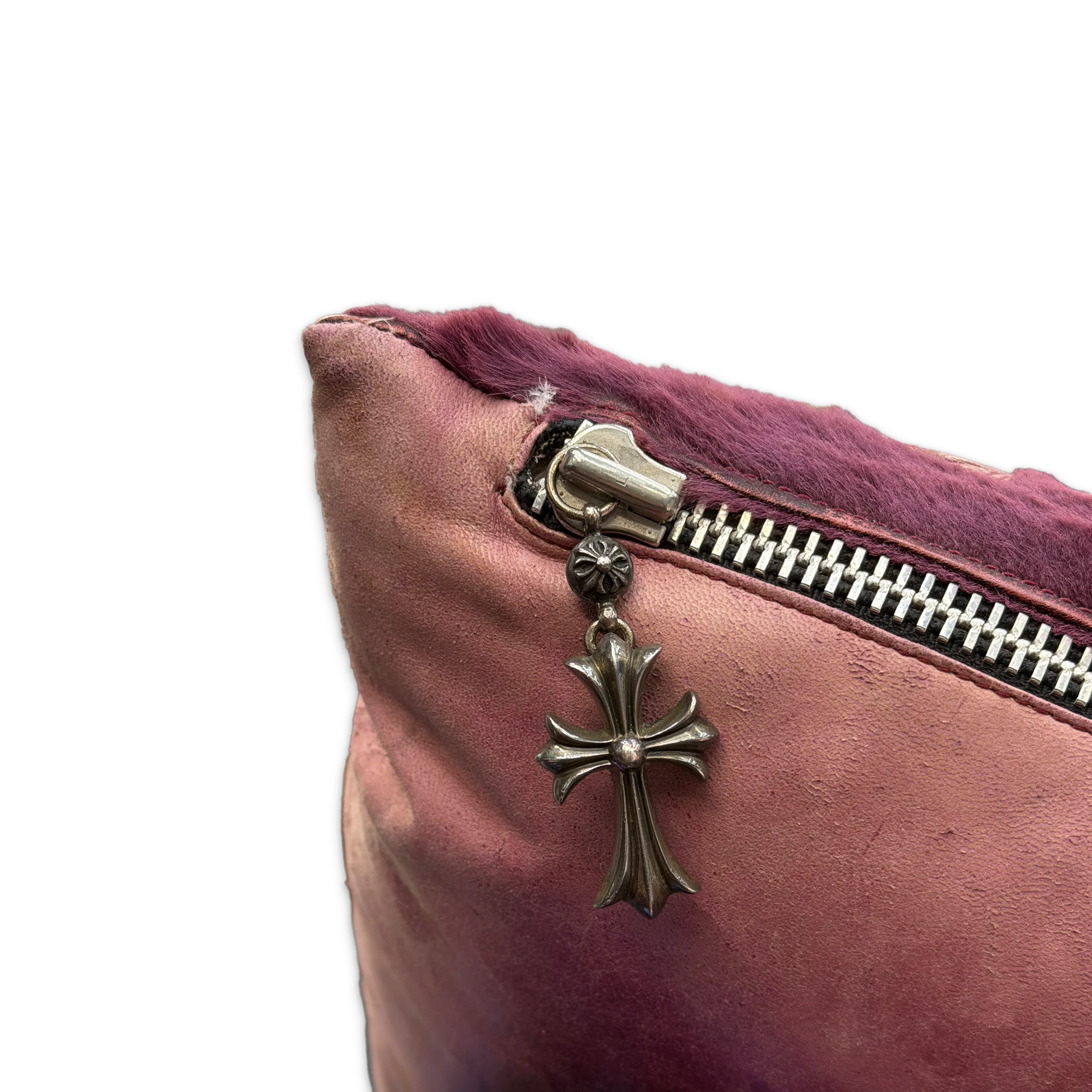 16 Cross Shearling Pillow "Burgundy" - Image 3