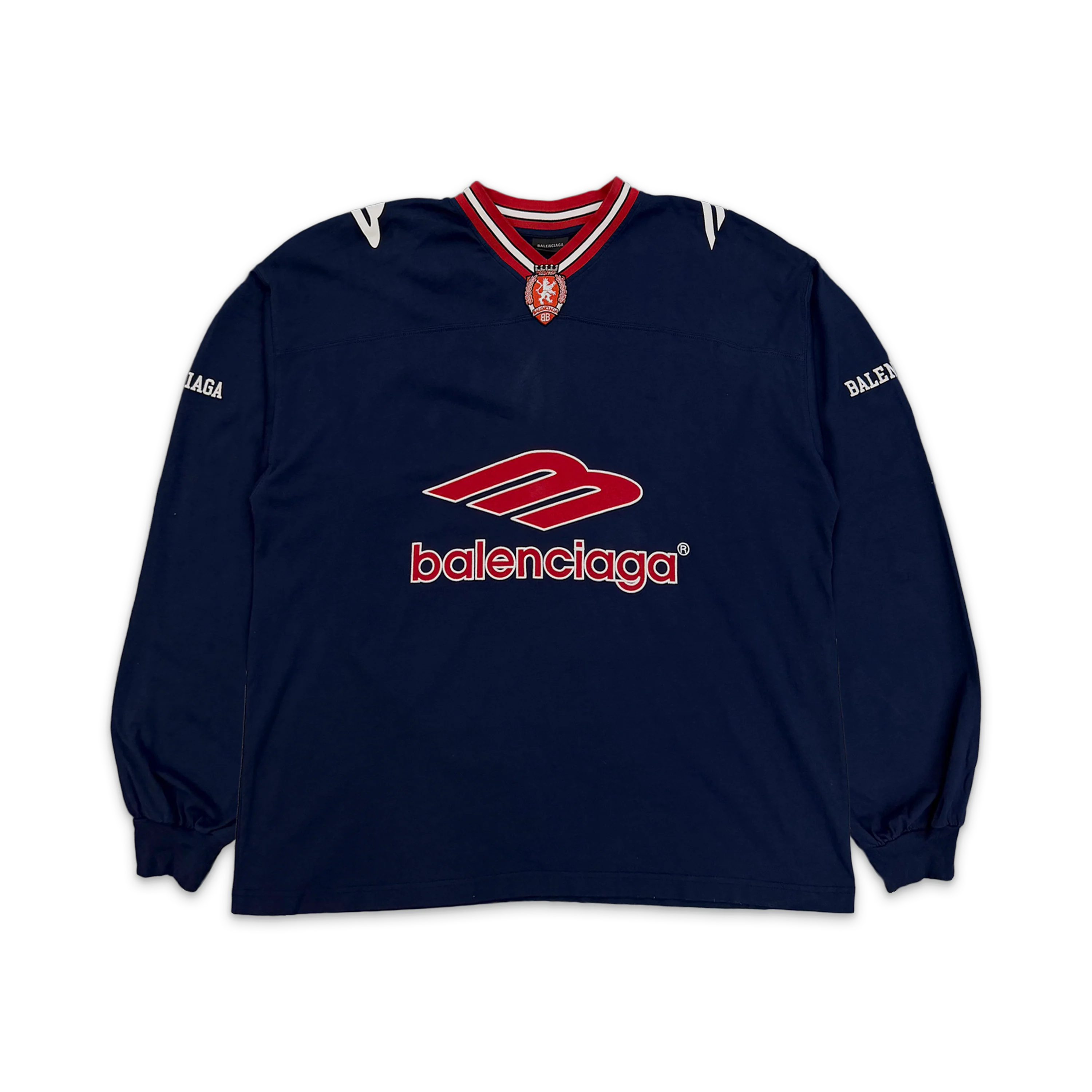 3B Football L/S V Neck T-Shirt "Navy/Red"