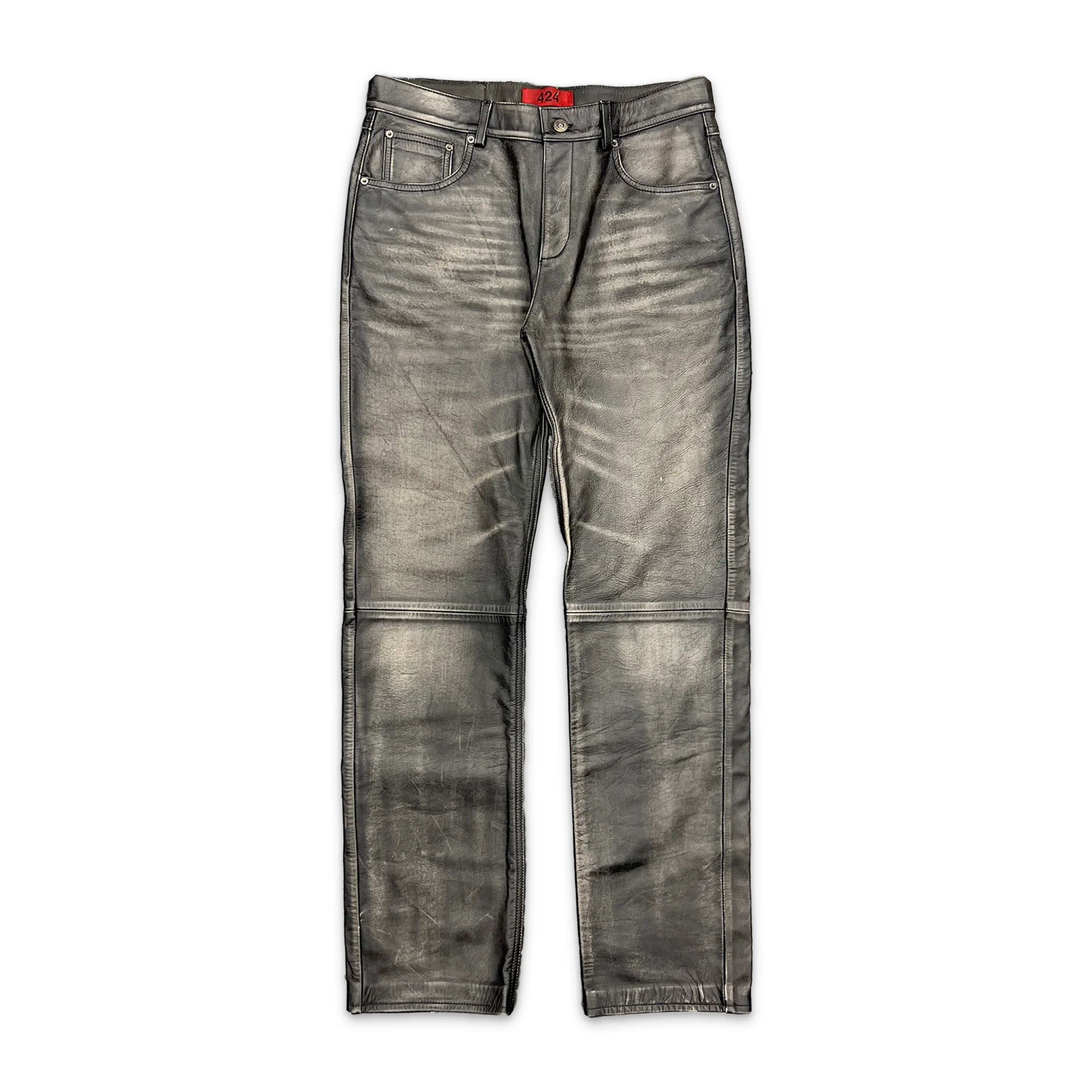 424 Five Pocket Leather Pants "Black"