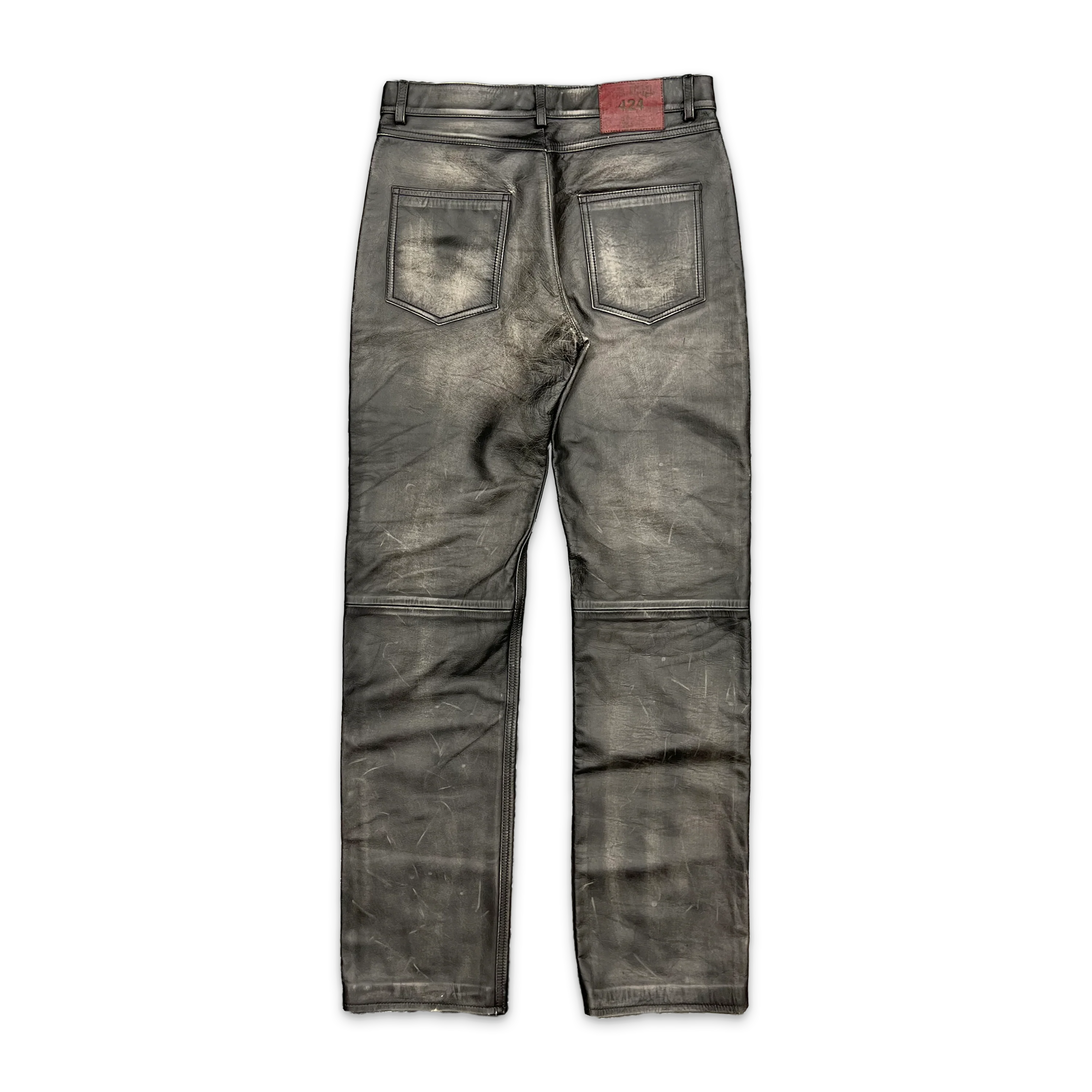 424 Five Pocket Leather Pants "Black" - Image 2
