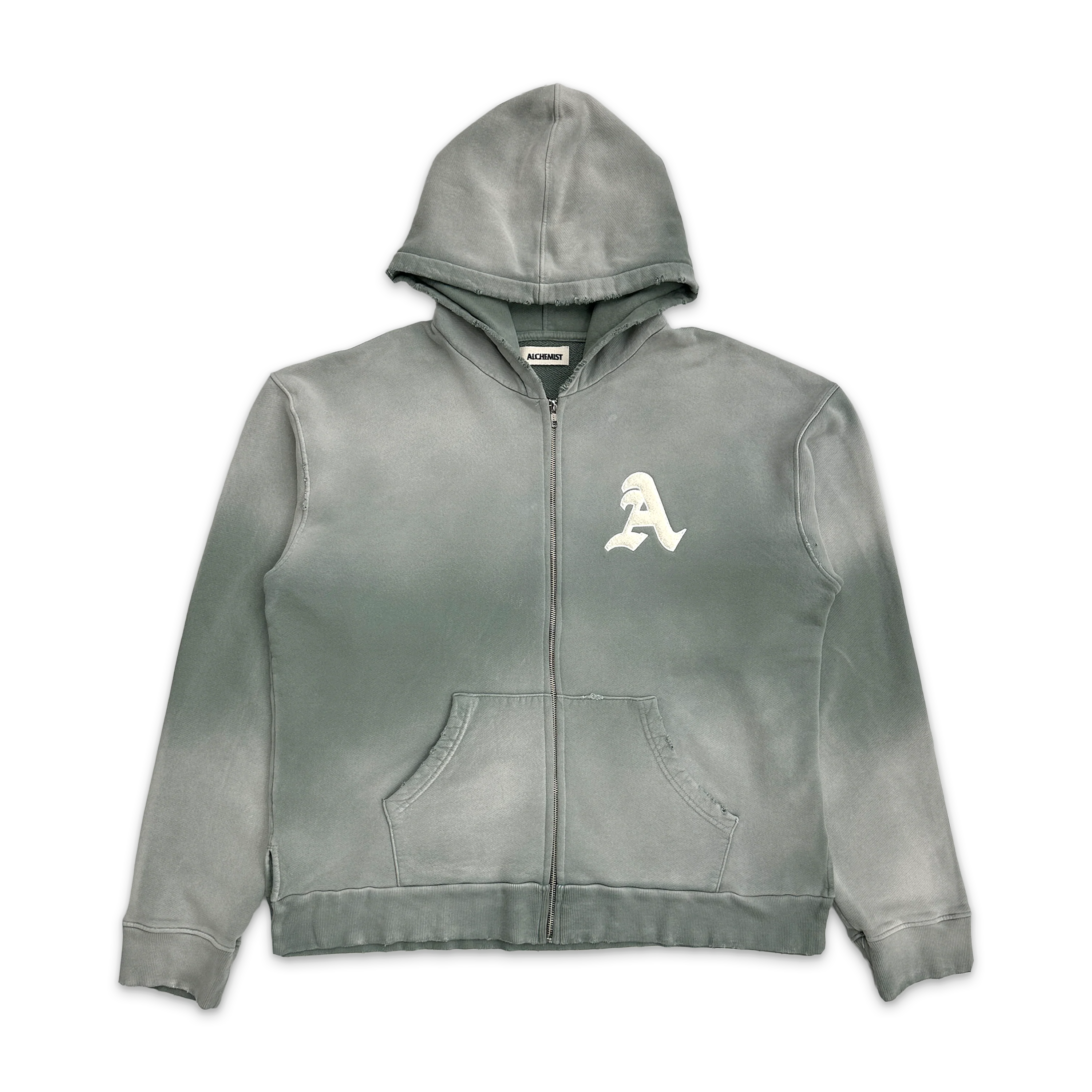 A Zip Up Hoodie "Aged Green"