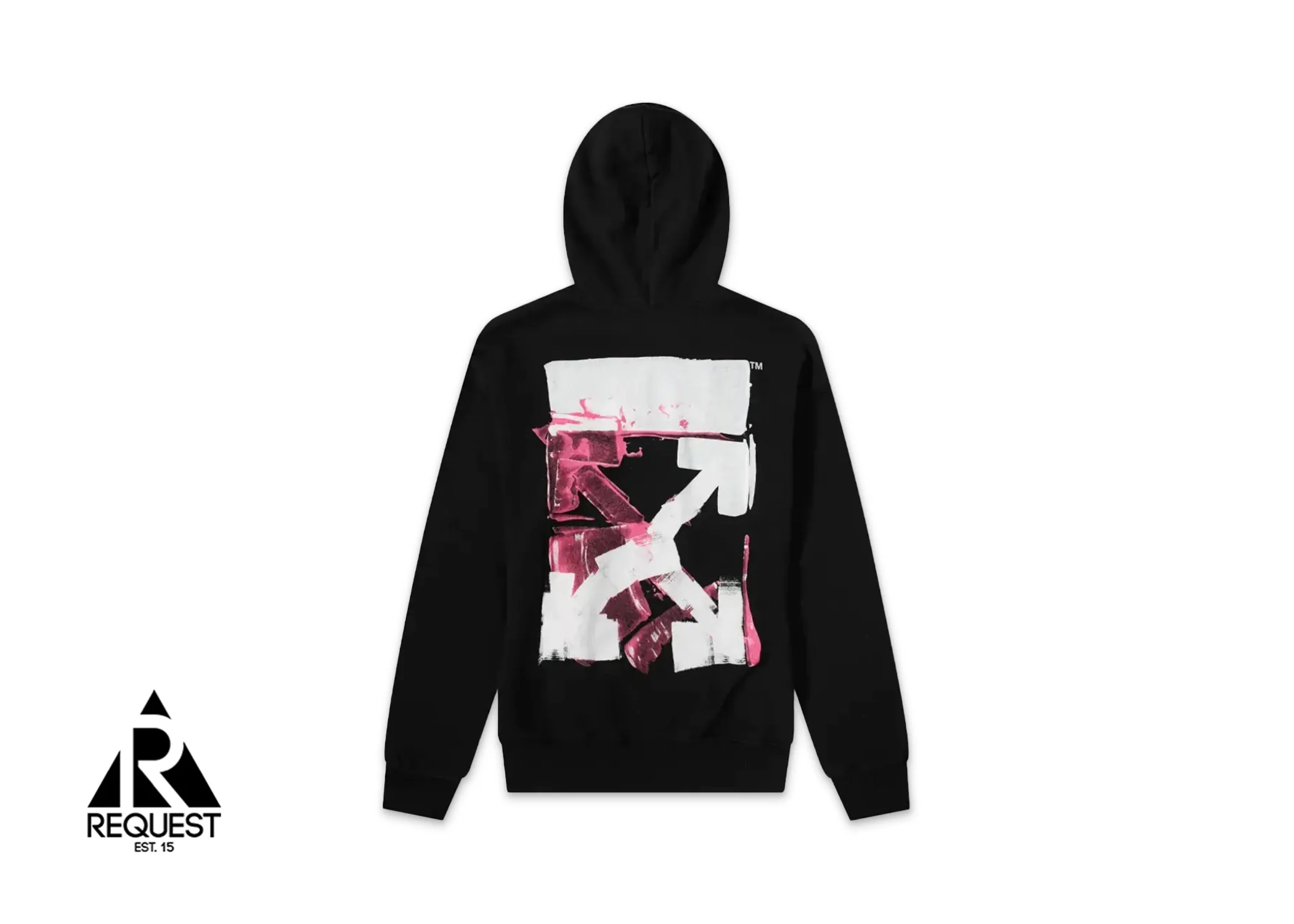 Acrylic Arrow Logo Print Hooded Sweatshirt "Black" - Image 2