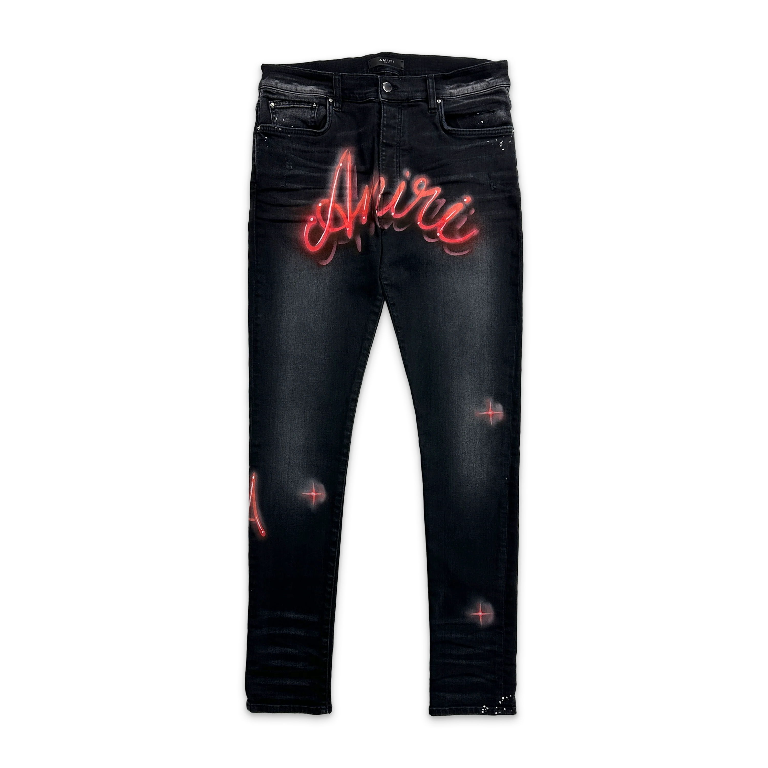 Airbrushed Logo Jeans "Black"
