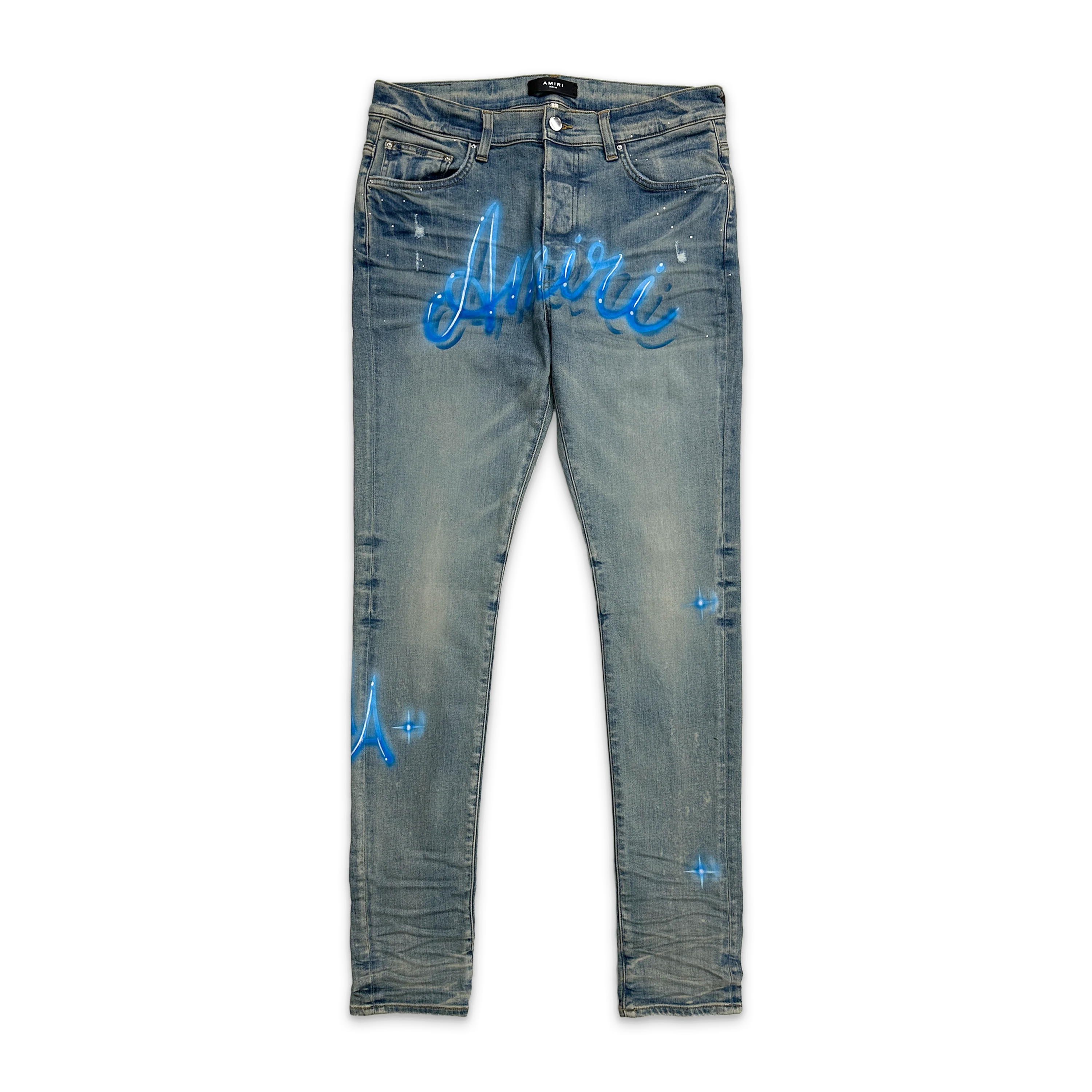 Airbrushed Logo Jeans "Blue"