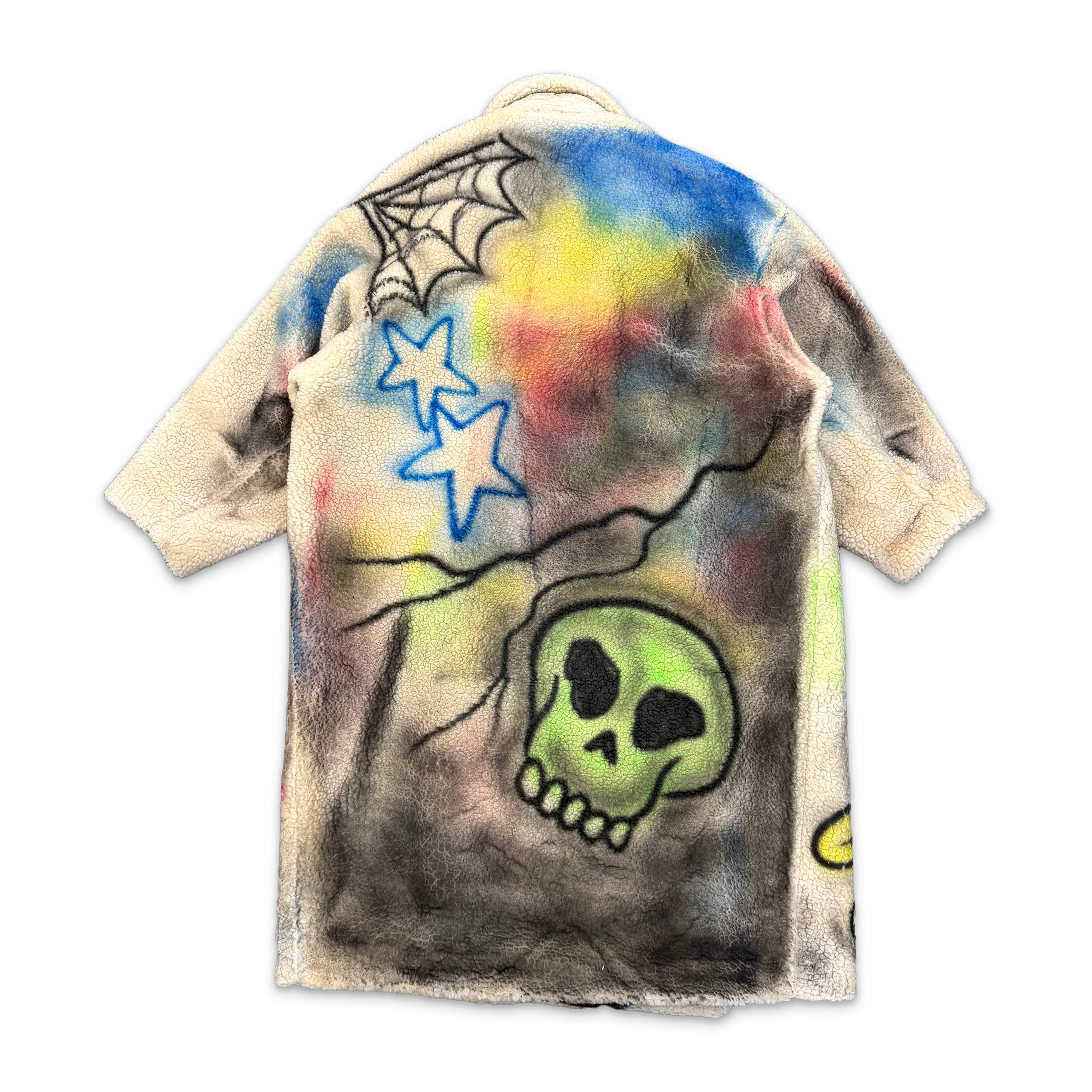 Airbrushed Sherpa Trench Coat "Multicolor" - Image 2