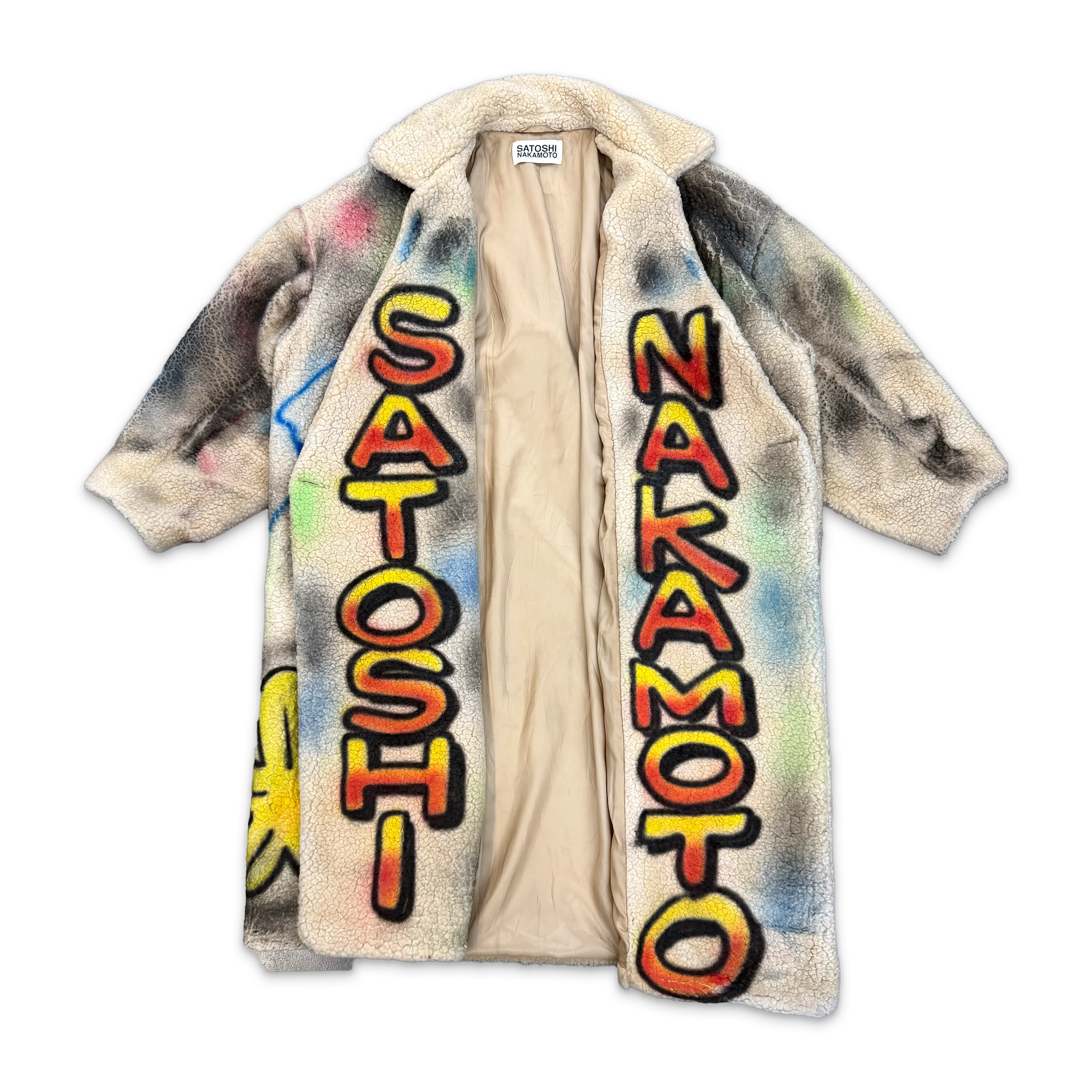 Airbrushed Sherpa Trench Coat "Multicolor" - Image 3