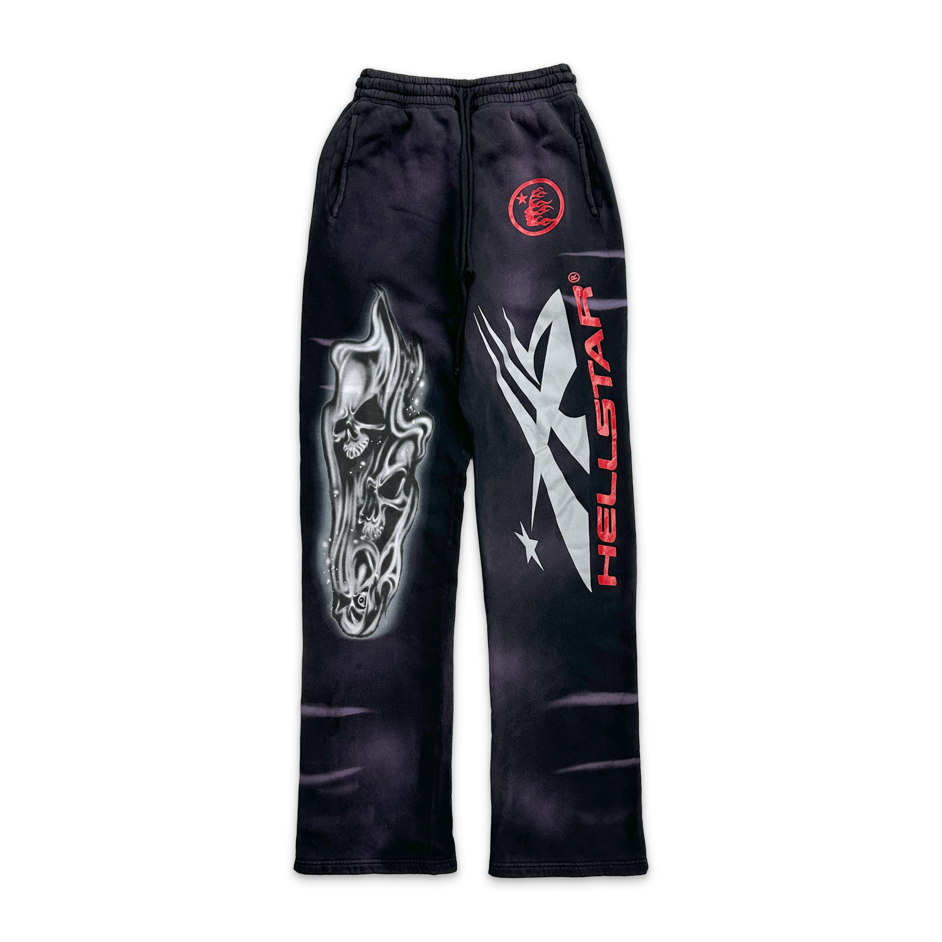 Airbrushed Skull Flare Sweatpants "Black"