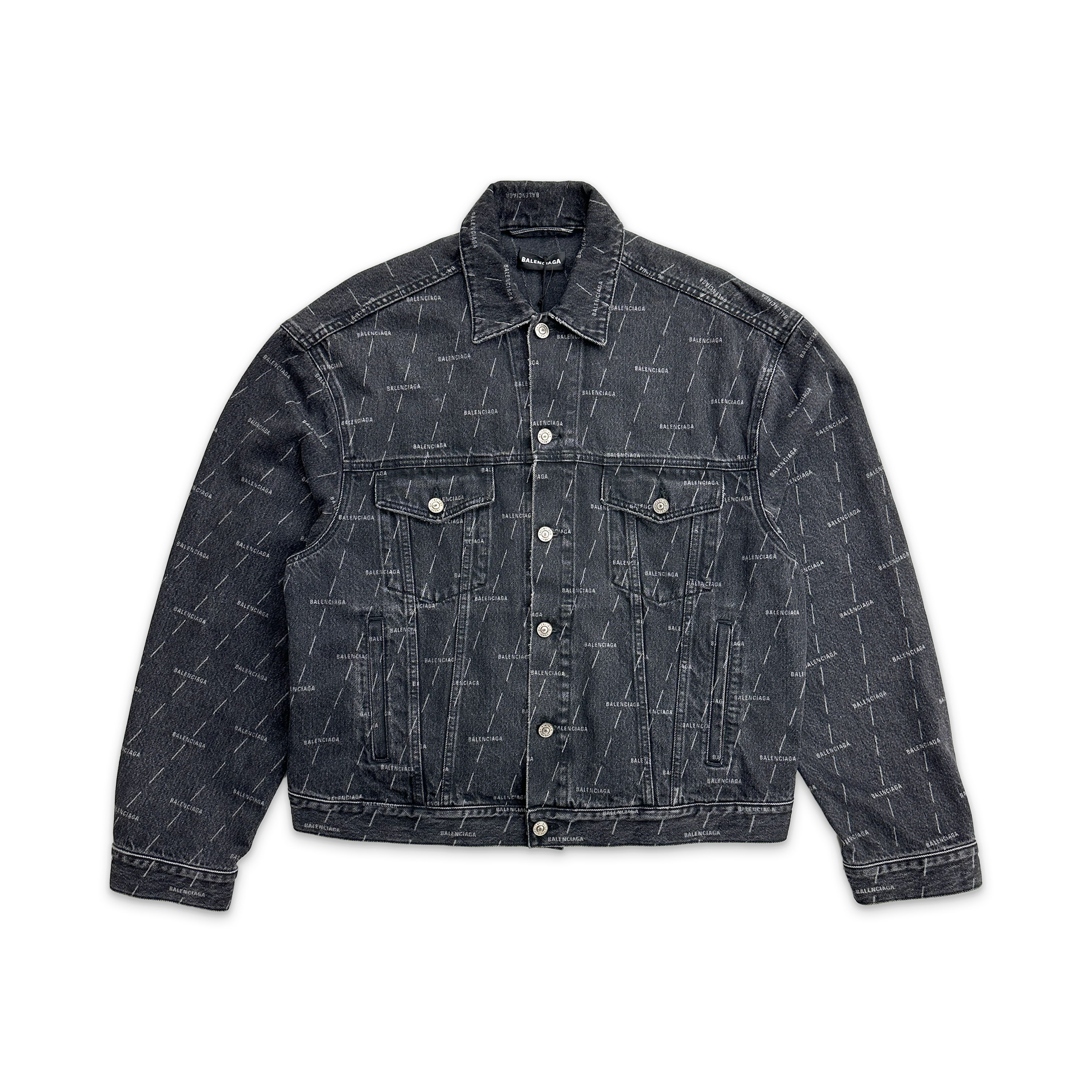 Allover Print Denim Jacket "Stonewashed Black"