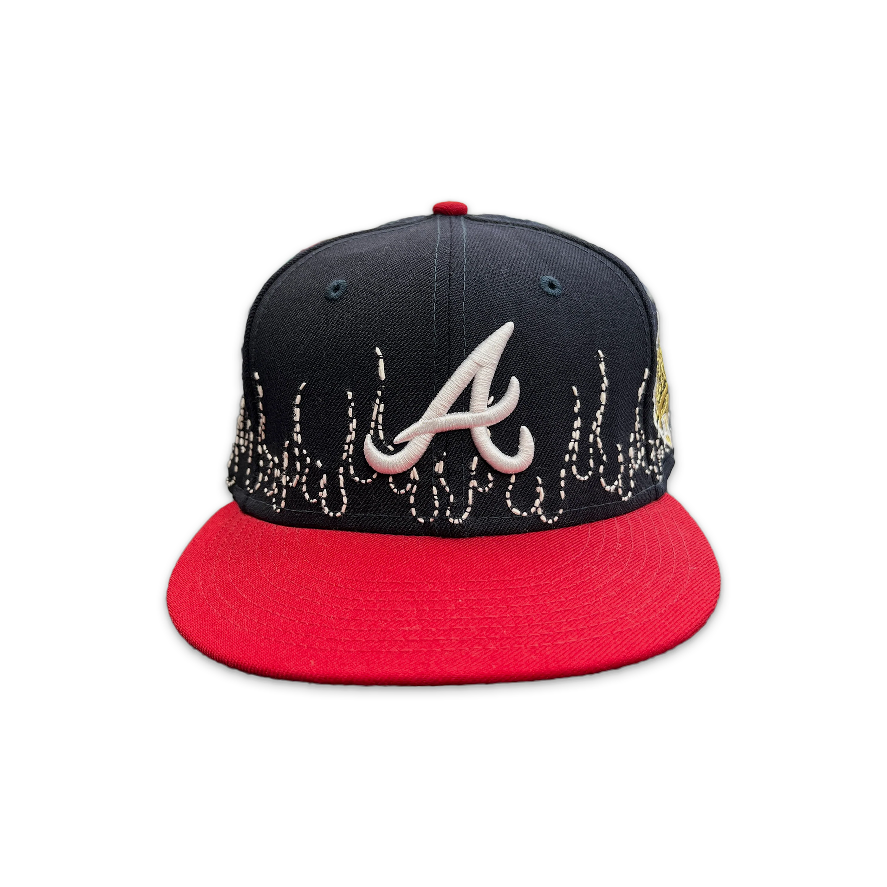 Atlanta Braves Flame Sashiko Fitted "Navy/Red"