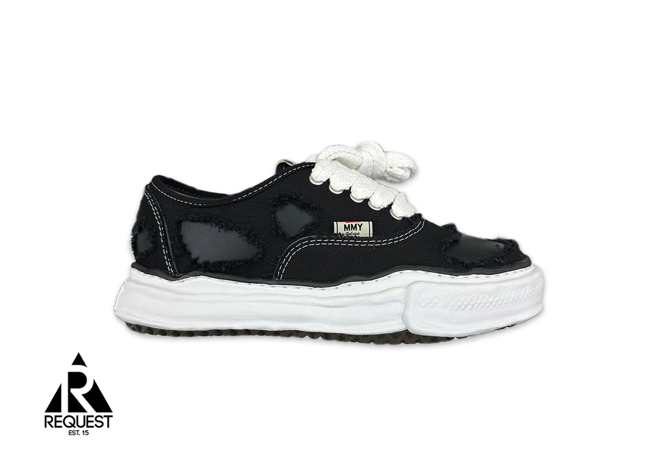Baker Broken Leather Canvas Low "Black"