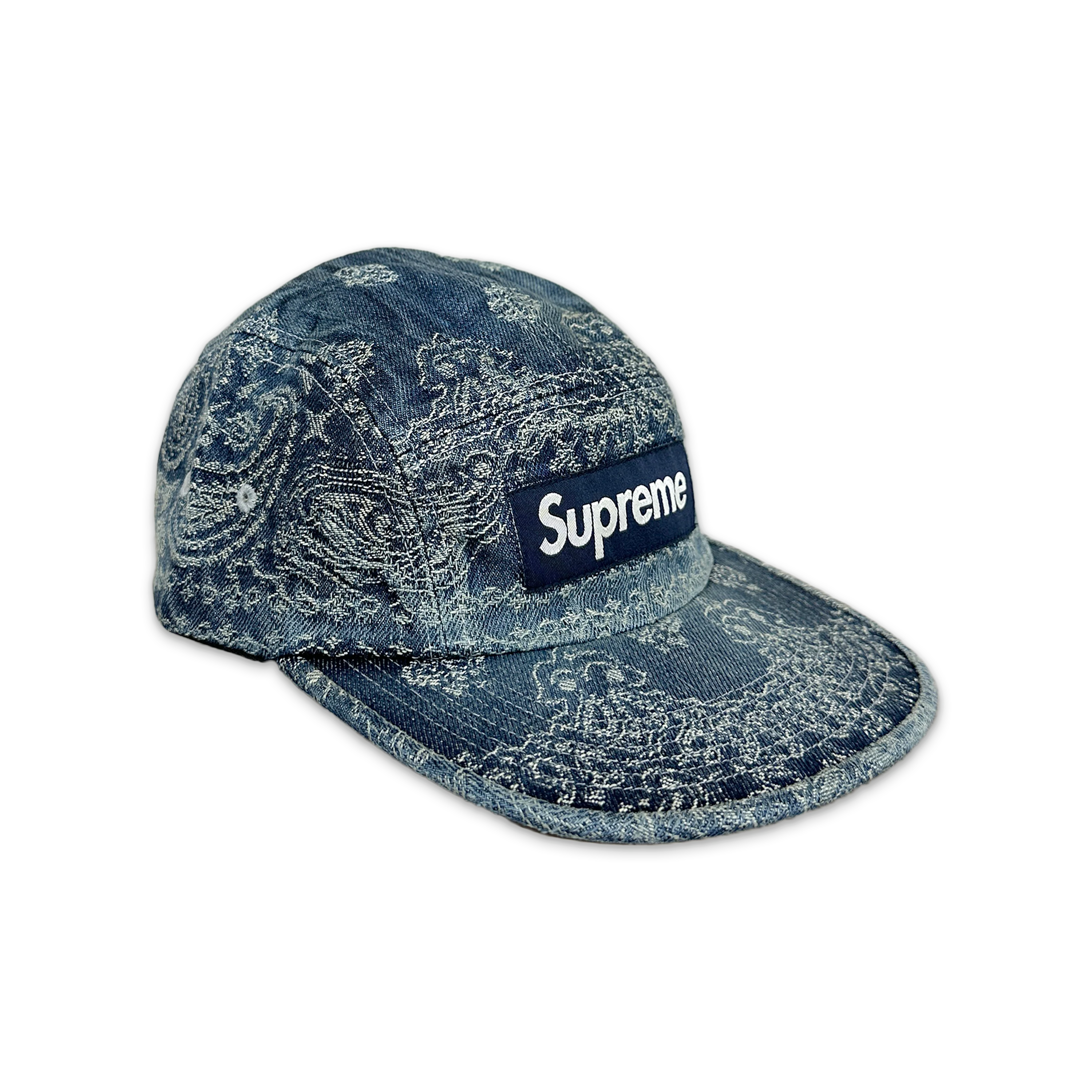 Bandana Jacquard Denim Camp Cap "Dirty Indigo"