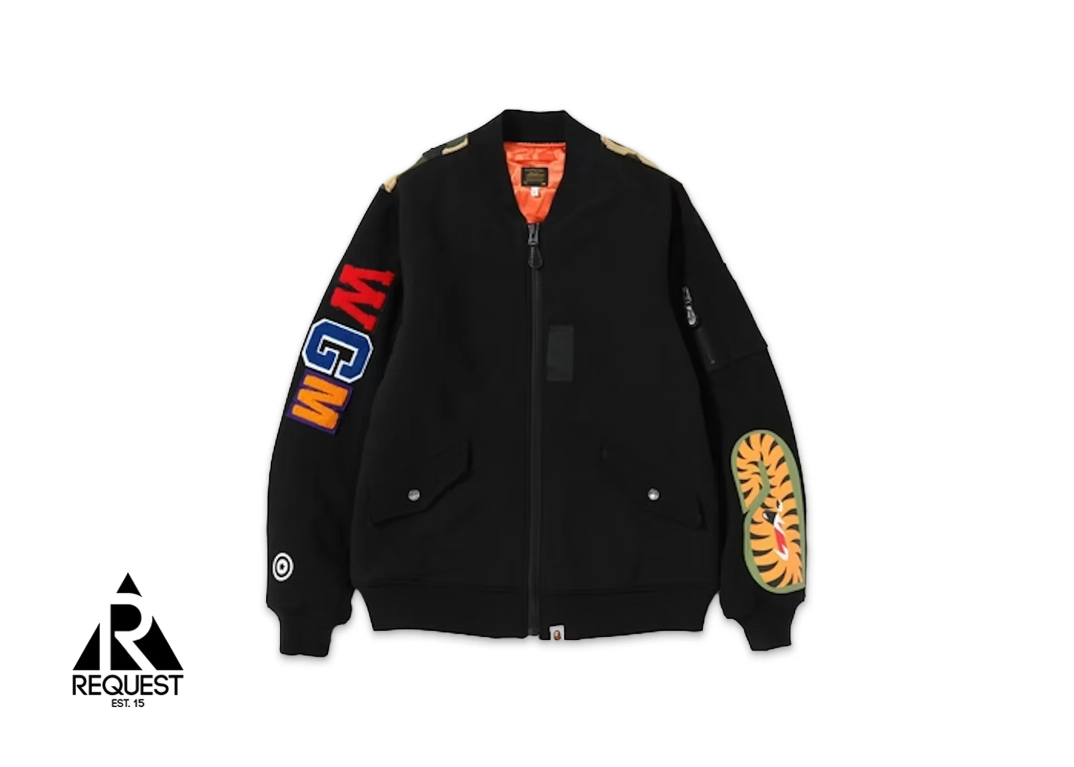 Bape 1st Camo Shark Sweat MA-1 "Black/Yellow"