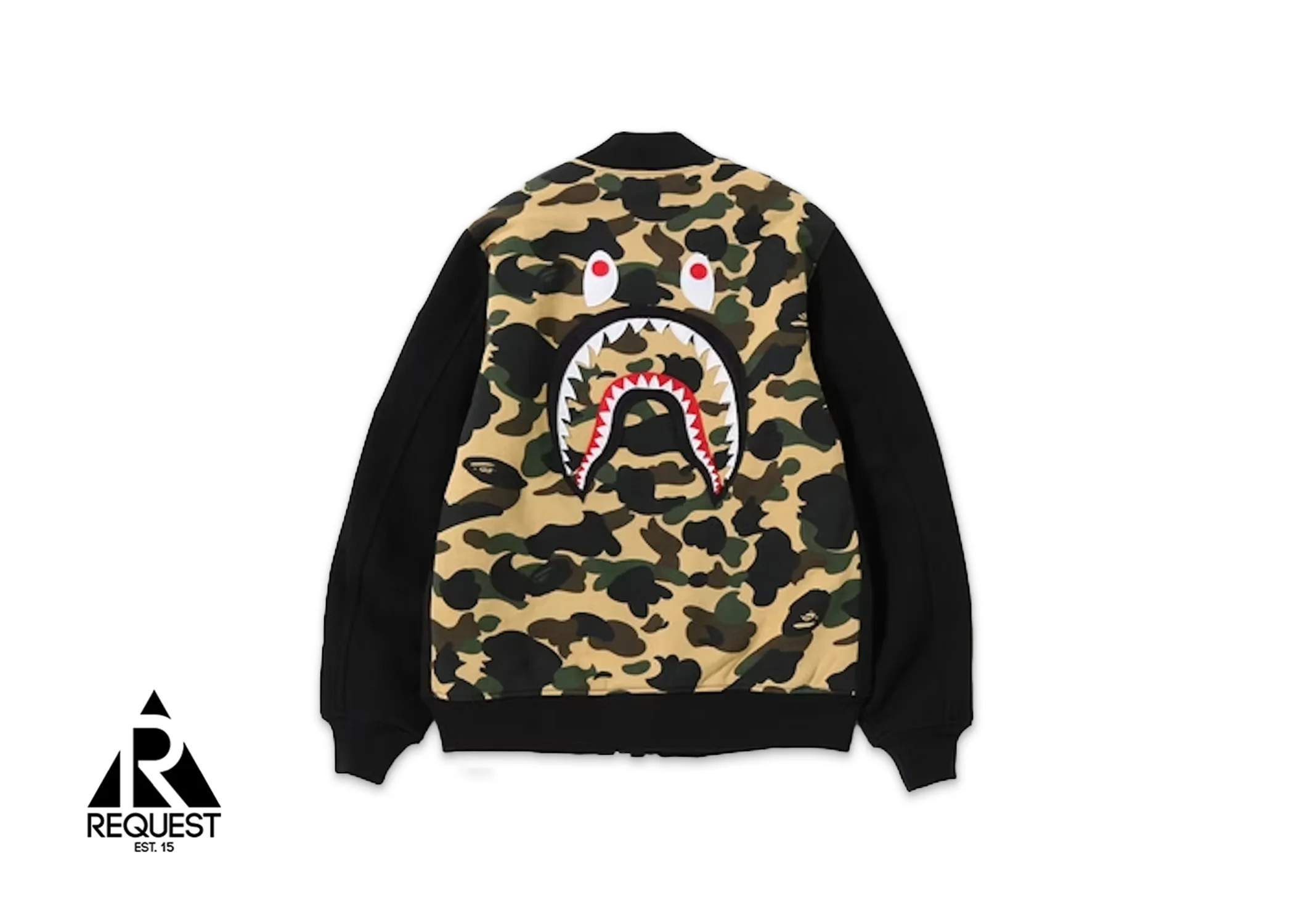 Bape 1st Camo Shark Sweat MA-1 "Black/Yellow" - Image 2