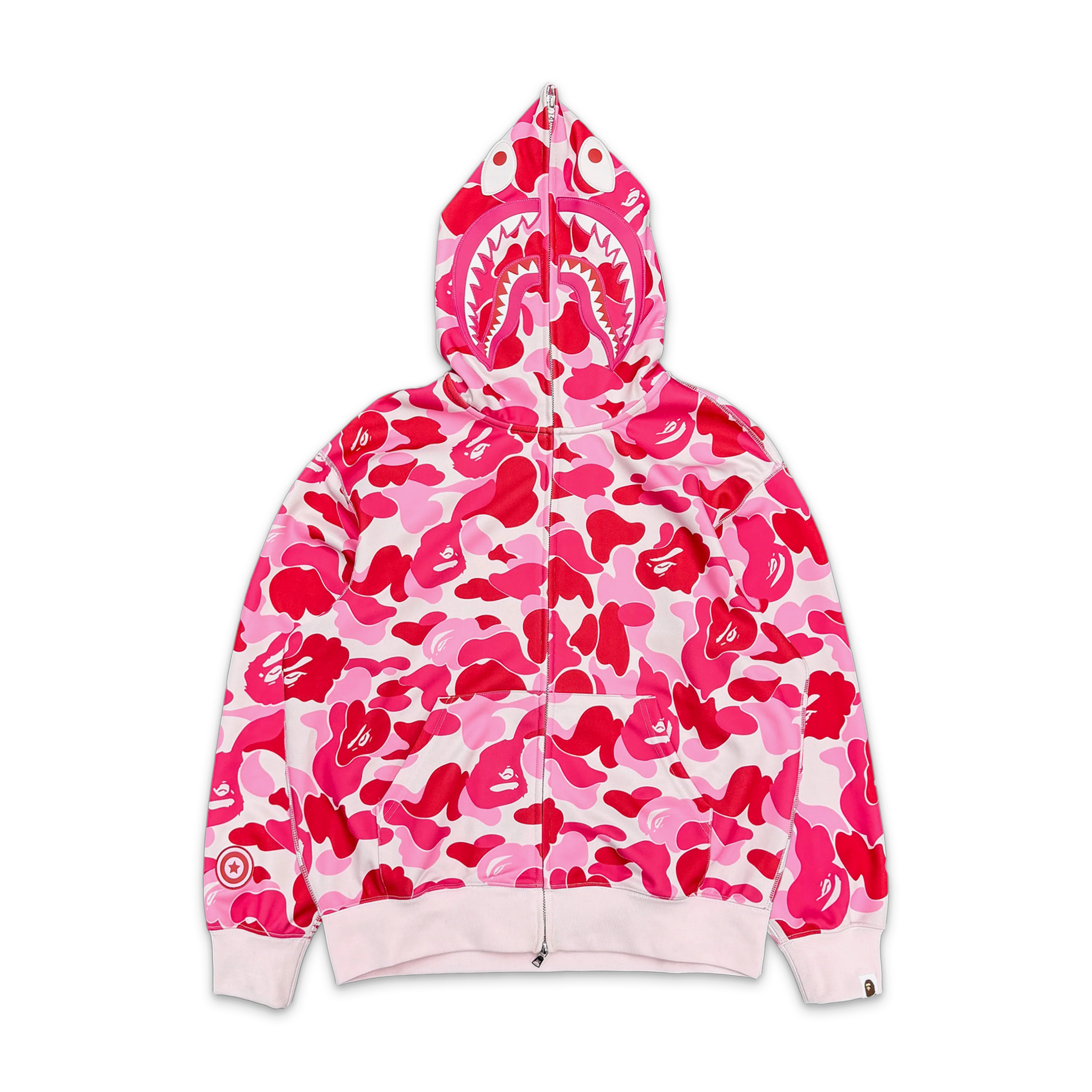 BAPE ABC Camo Rayon Shark Full Zip Hoodie "Pink"