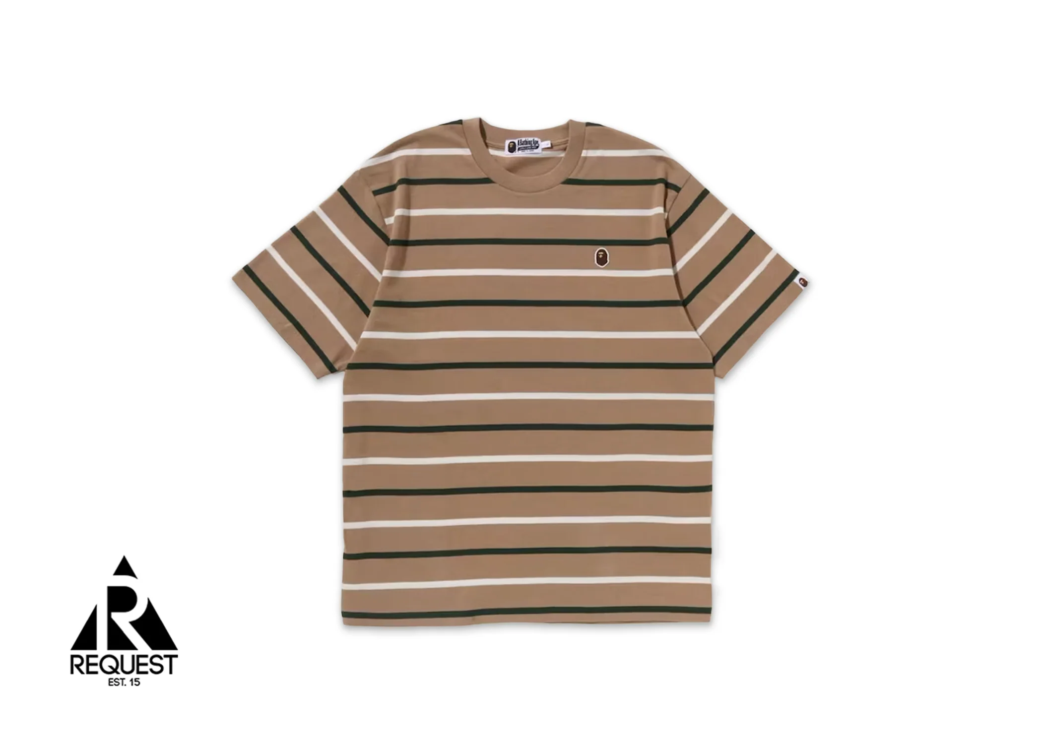 BAPE Ape Head One Point Stripe Tee "Brown"