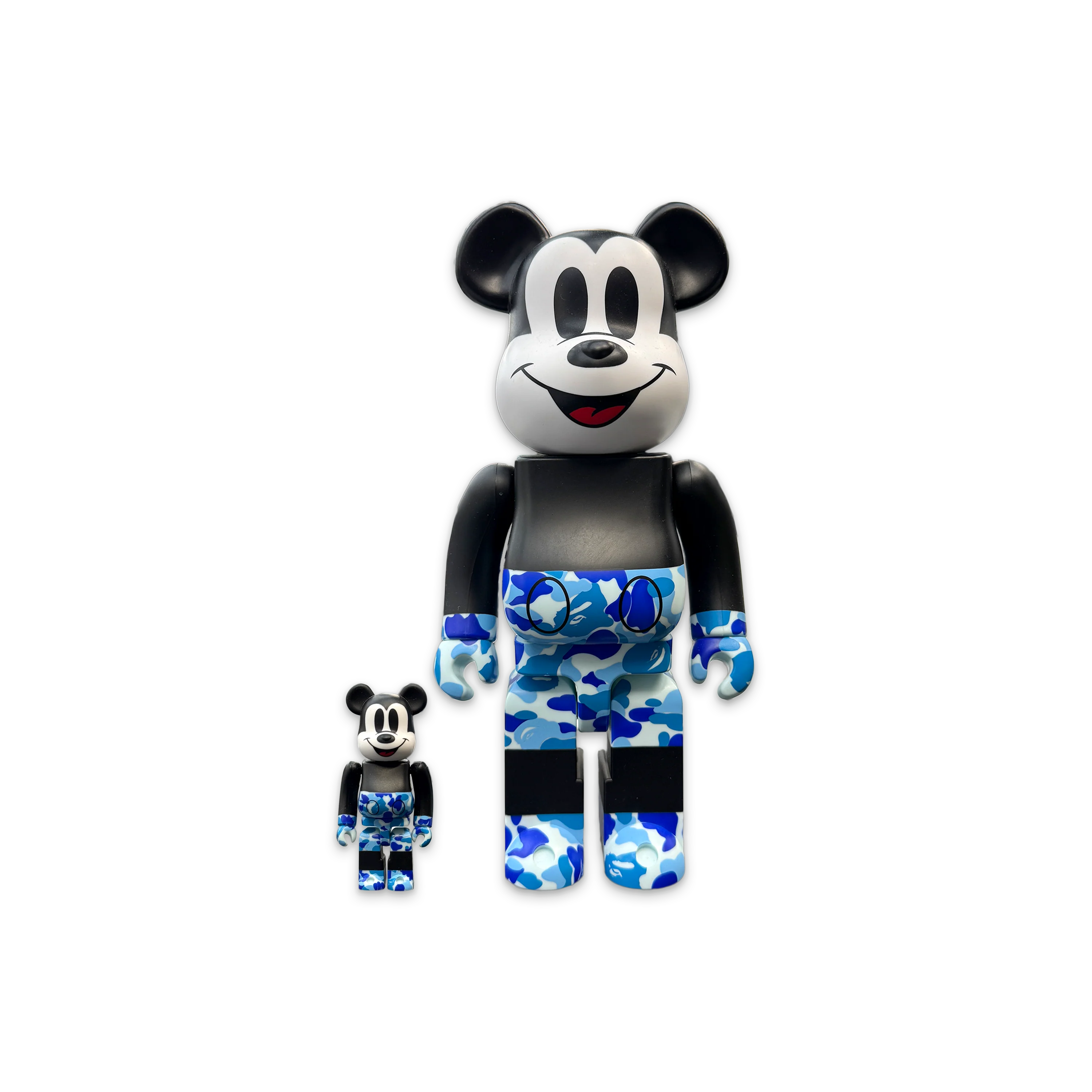 Bape Mickey Mouse Bearbrick 400% & 100% "Black/Blue Camo"
