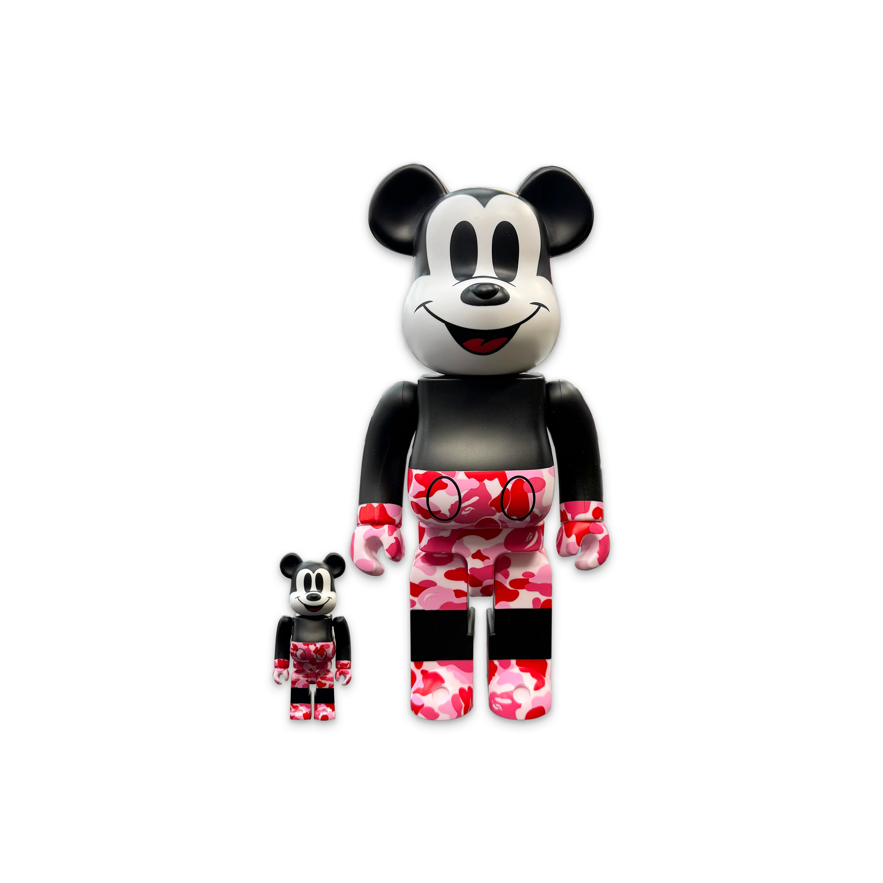 Bape Mickey Mouse Bearbrick 400% & 100% "Black/Red Camo"