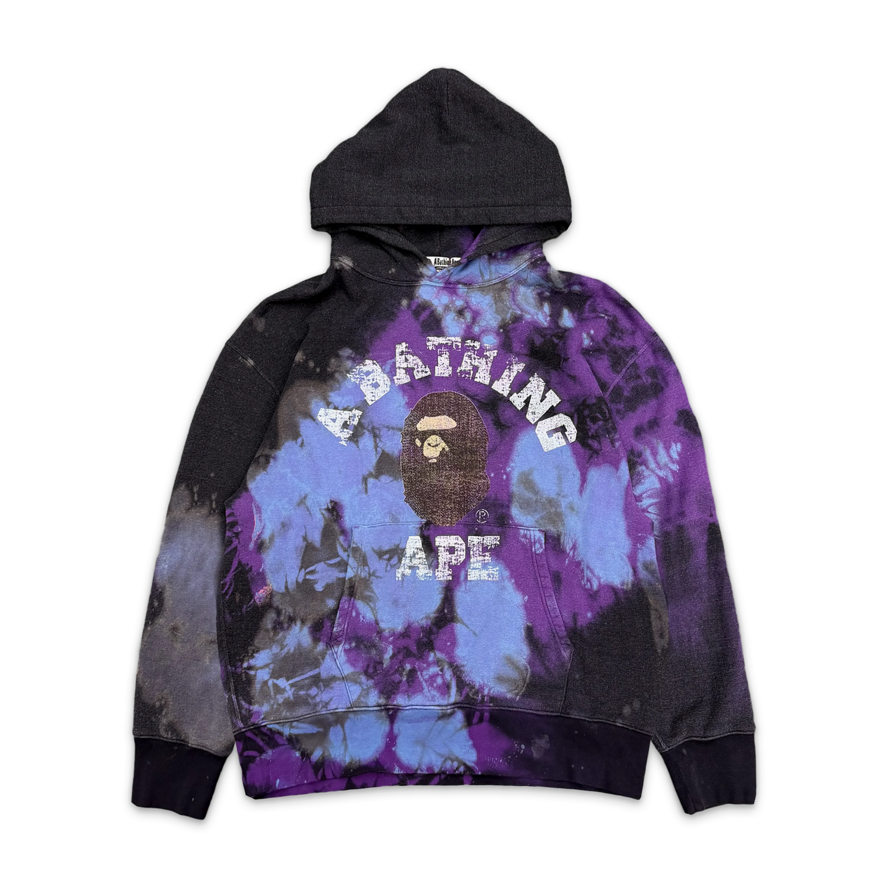 BAPE Tie Dye College Relaxed Fit Pullover Hoodie "Black"