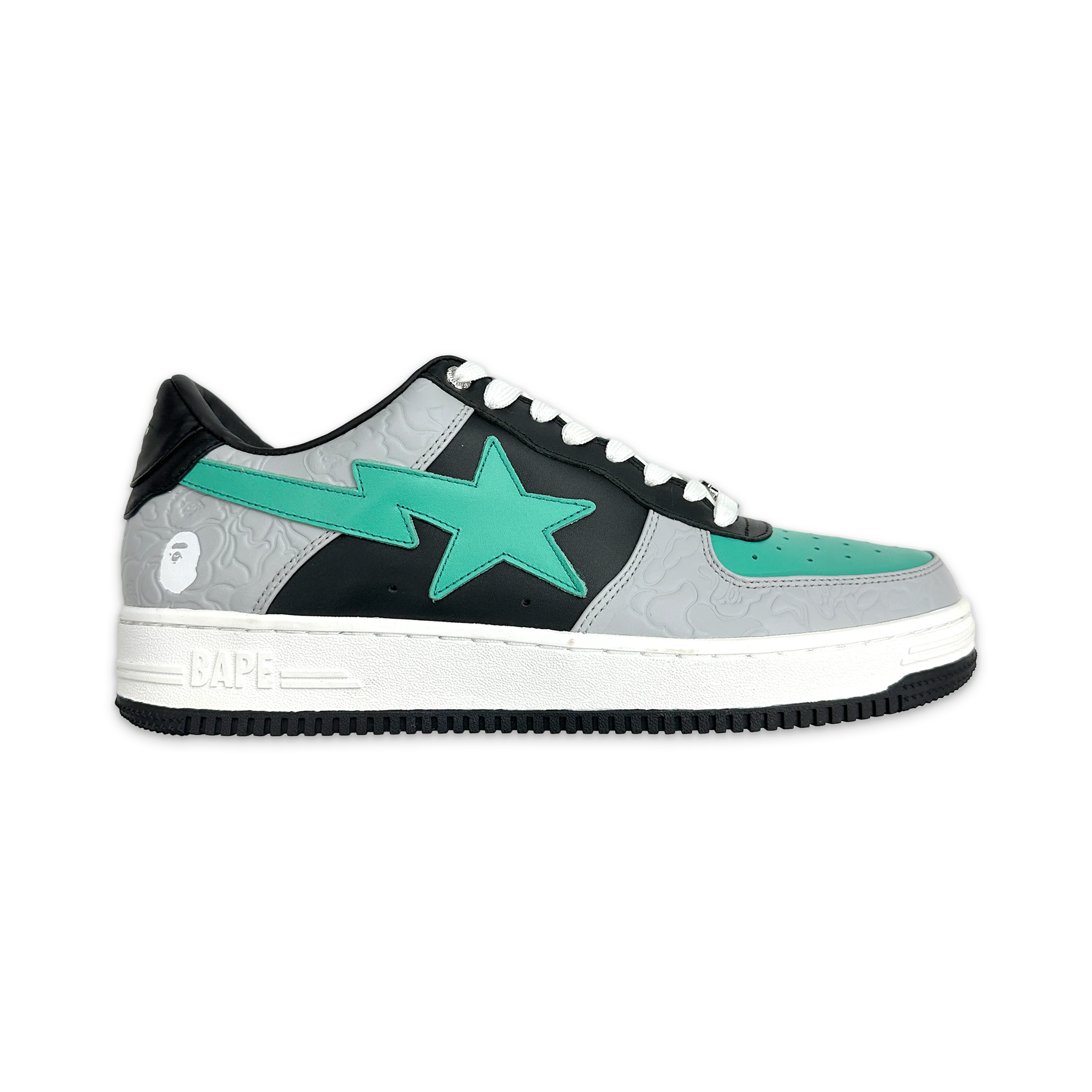 Bapesta Leather Low “Grey Green Black"