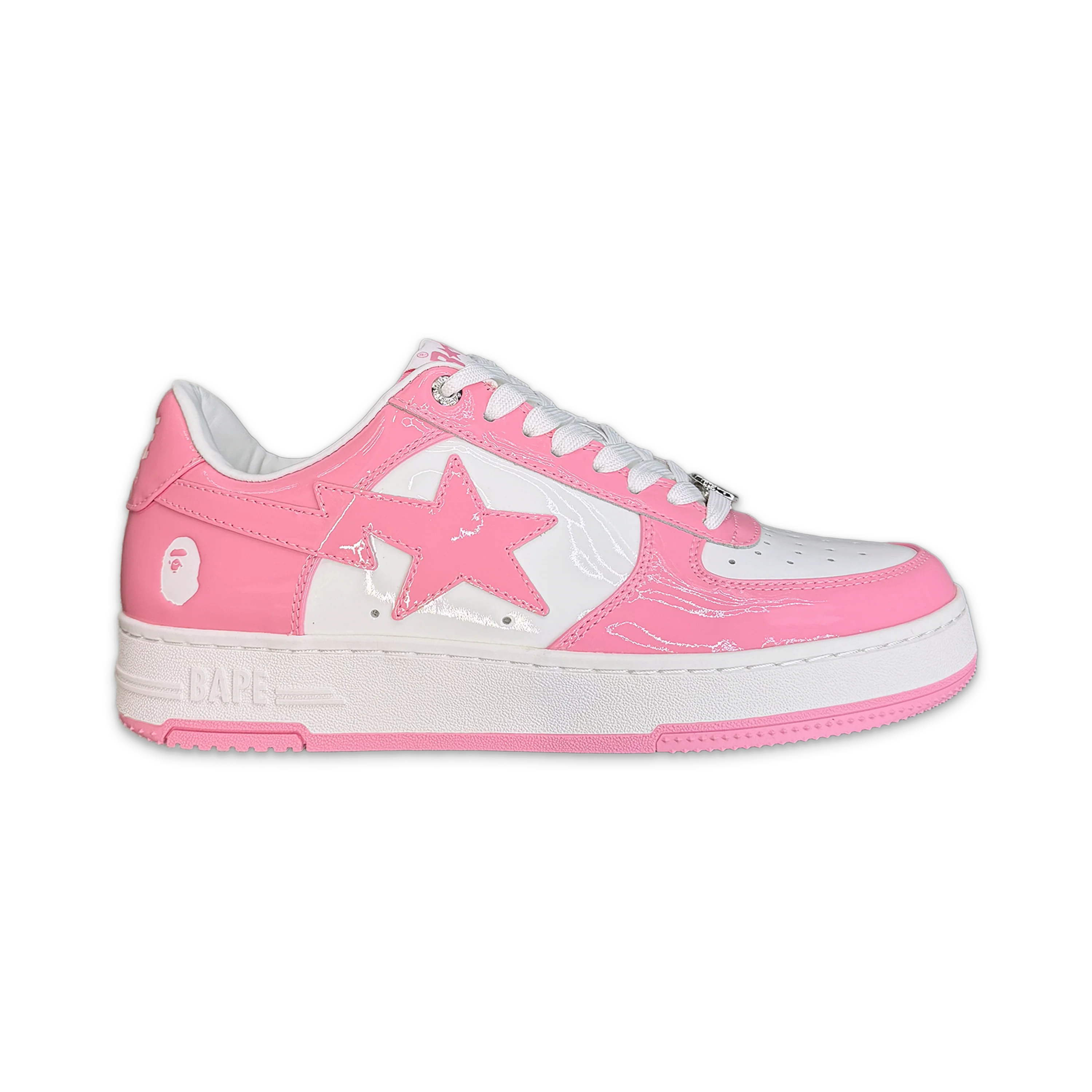 Bapesta Low Patent Leather  “Pink White"
