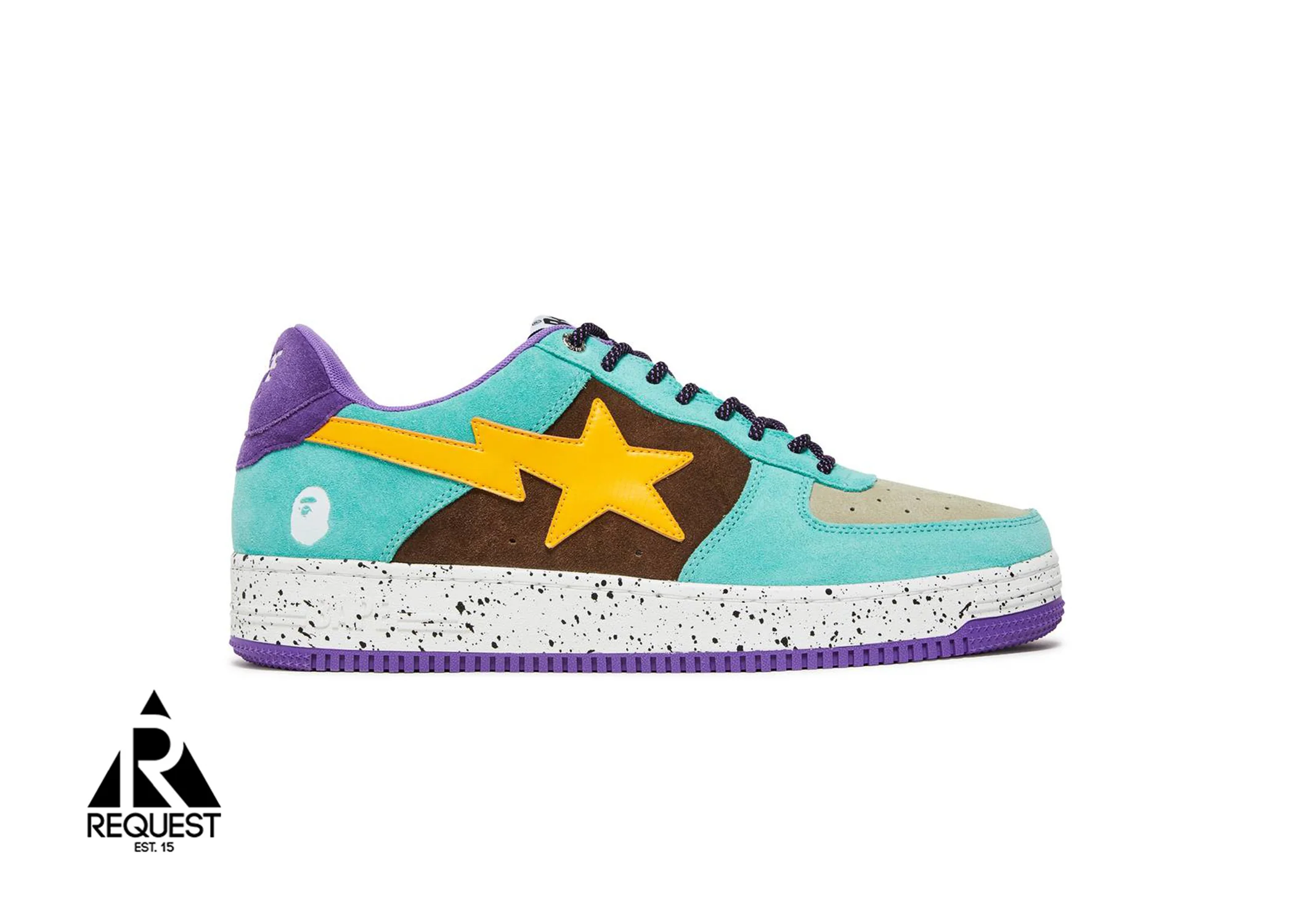 Bapesta Low “Teal Brown Yellow Suede”