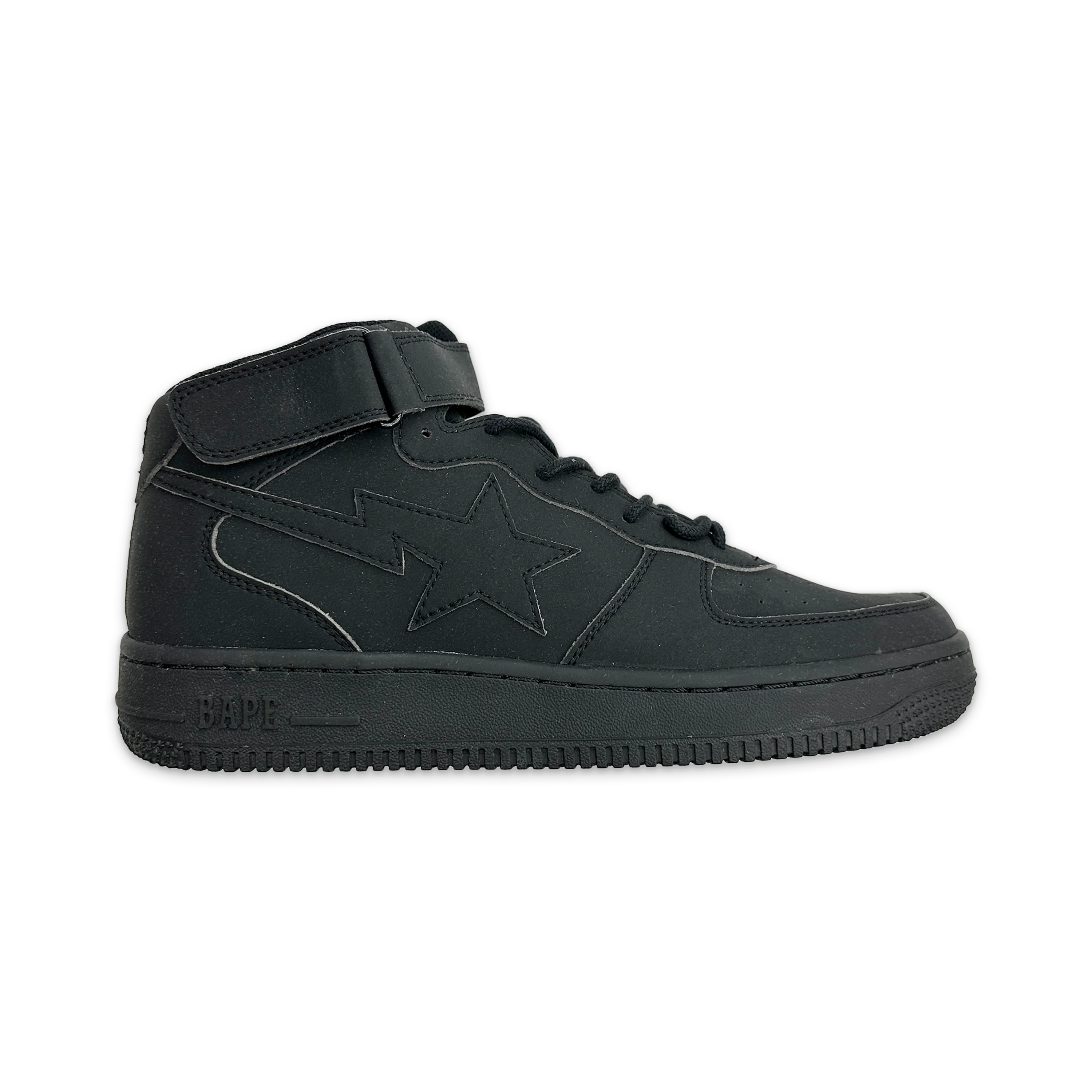 Bapesta Mid “Triple Black Nubuck"