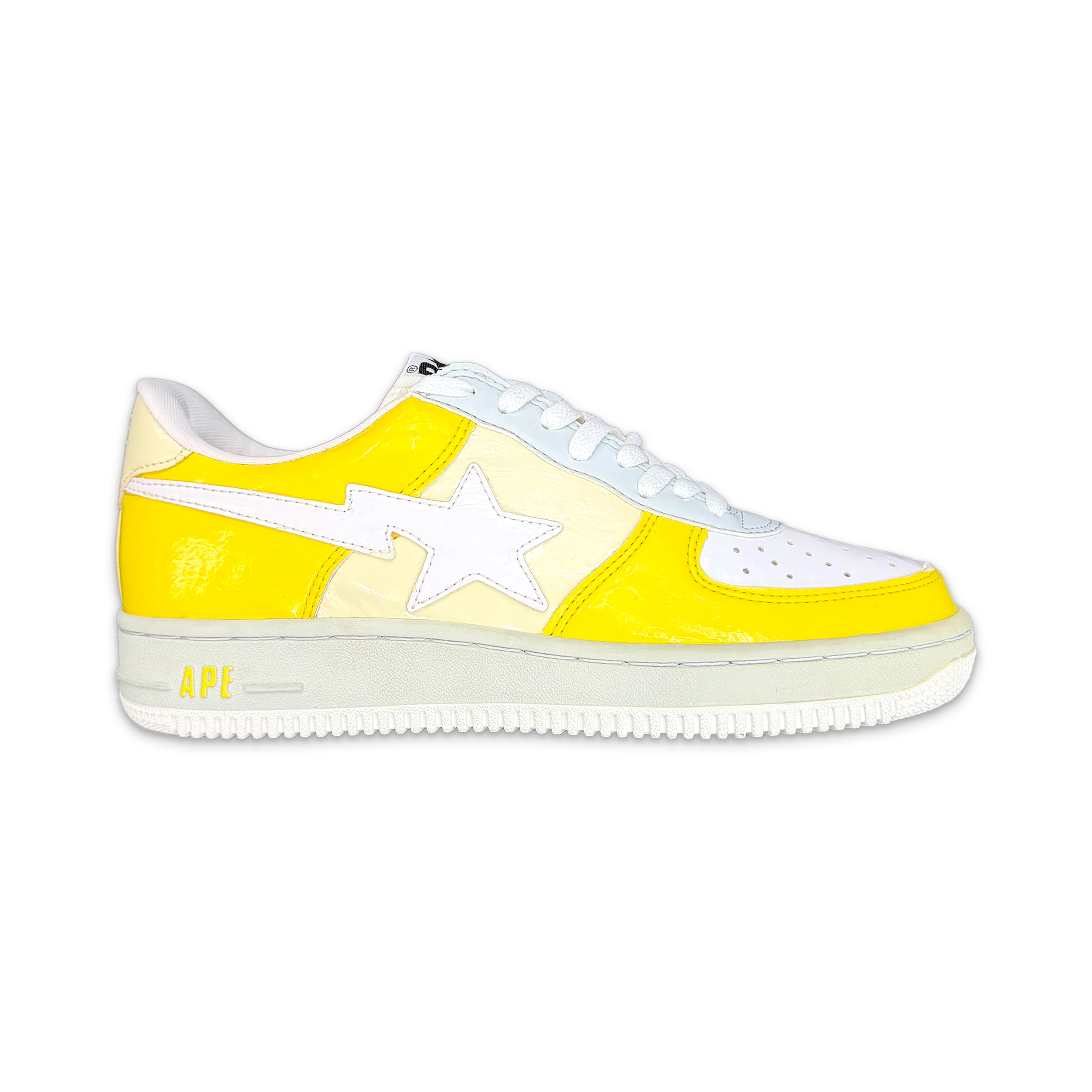 Bapesta Patent Leather Low "Yellow Grey"