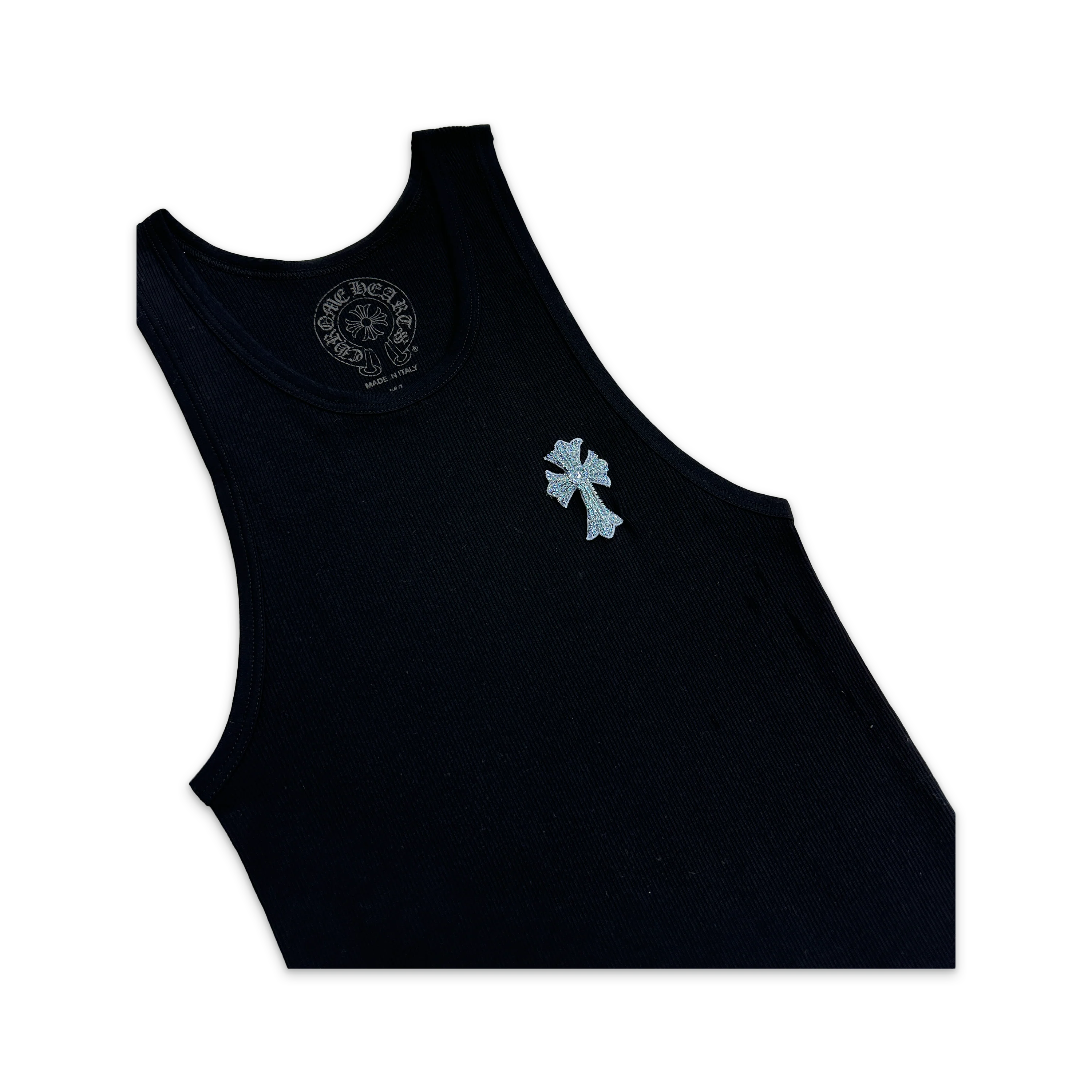 Beaded Cross Tank Top "Black Blue" - Image 2