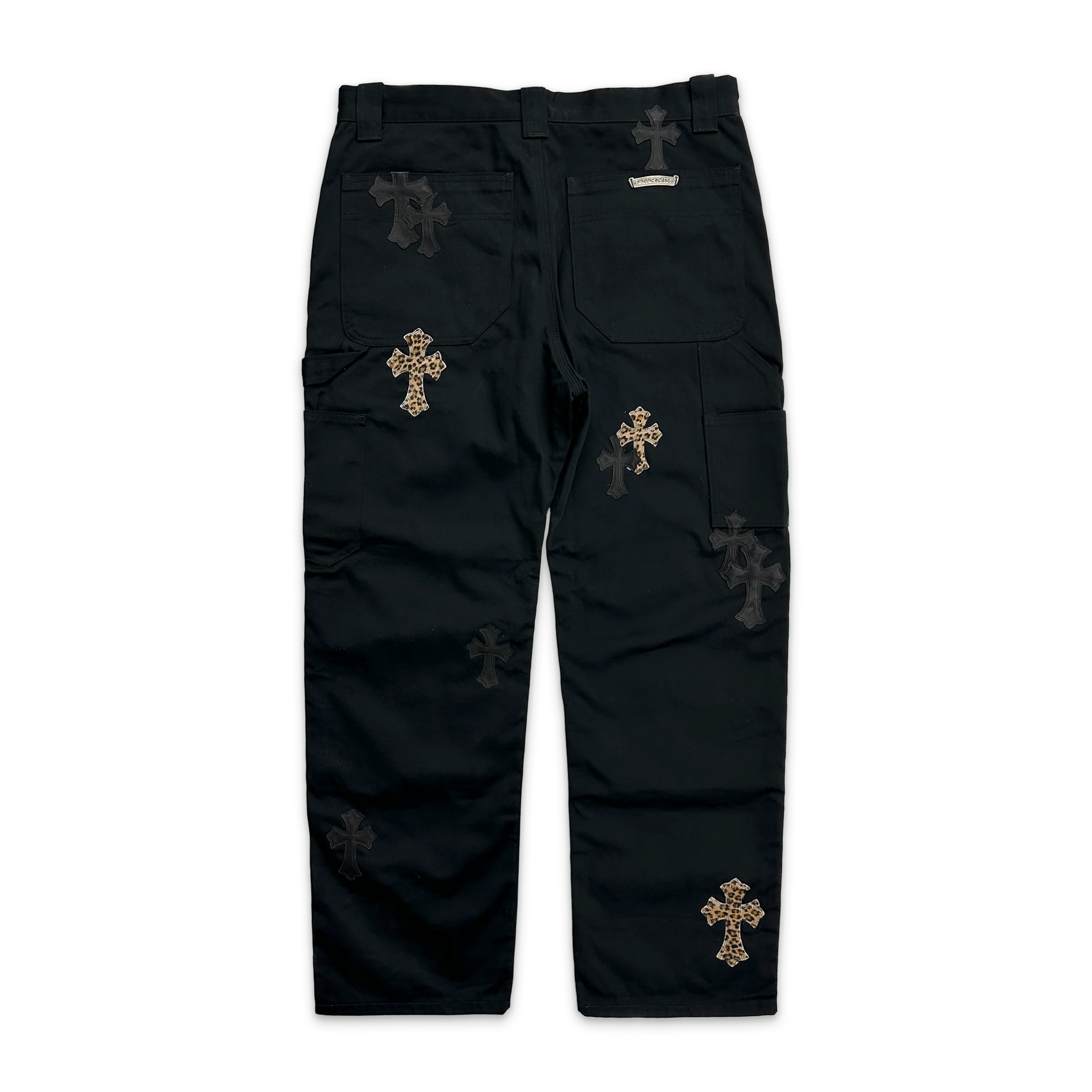 Black Carpenter Pants "Black & Leopard Crosses" - Image 2