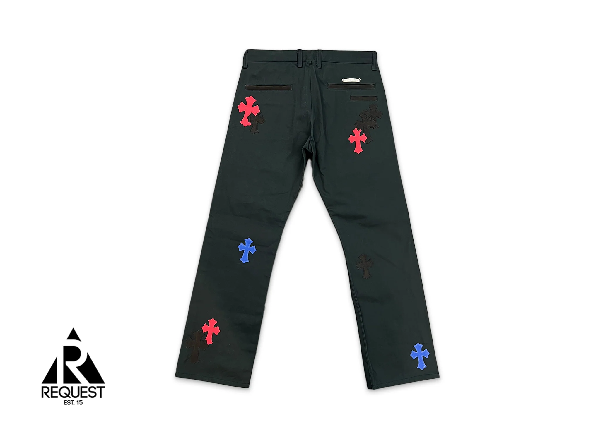 Black Carpenter Pants "Blue Red Black Crosses V1" - Image 2