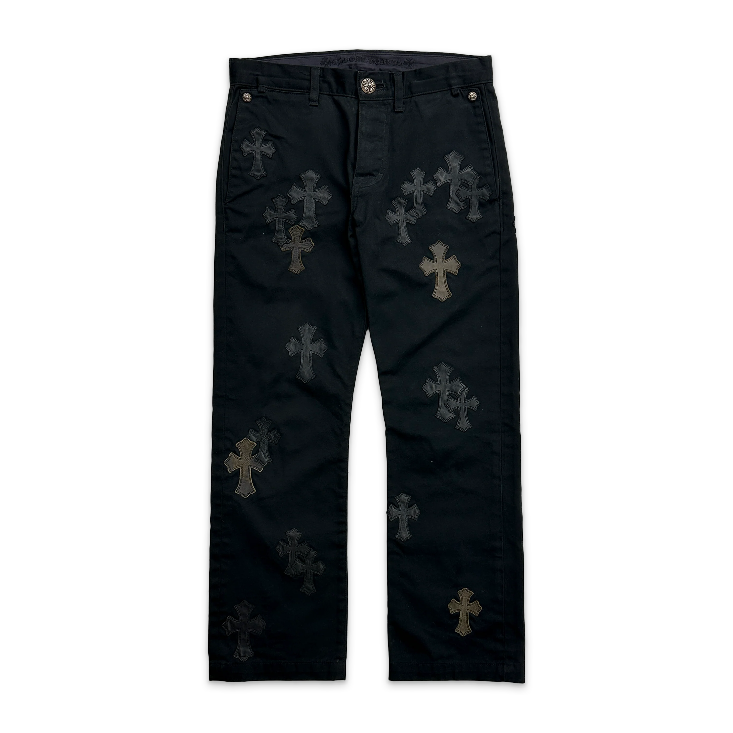 Black Chino Pants "Black & Camouflage Crosses"