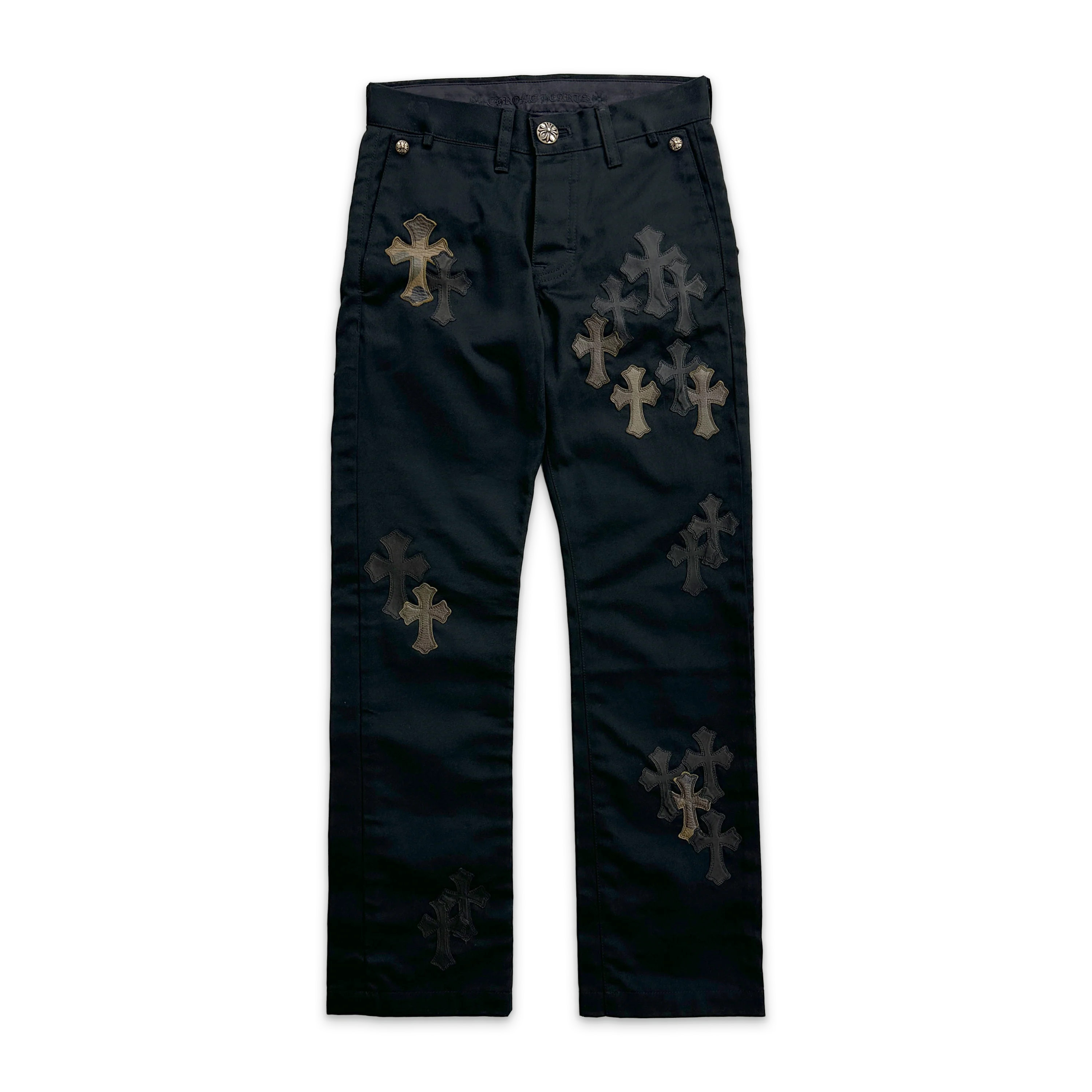 Black Chino Pants "Black & Camouflage Crosses"
