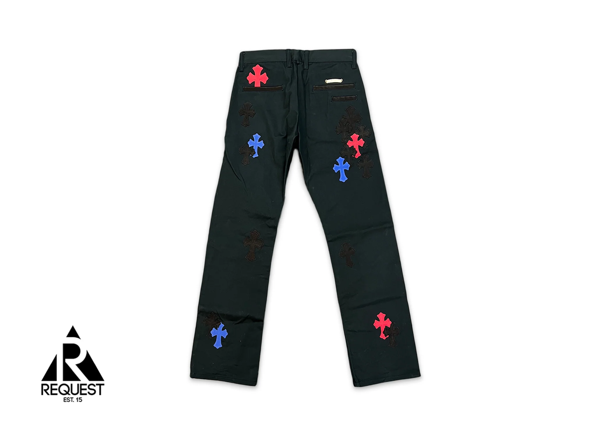 Black Chino Pants "Blue Red Black Crosses" - Image 2
