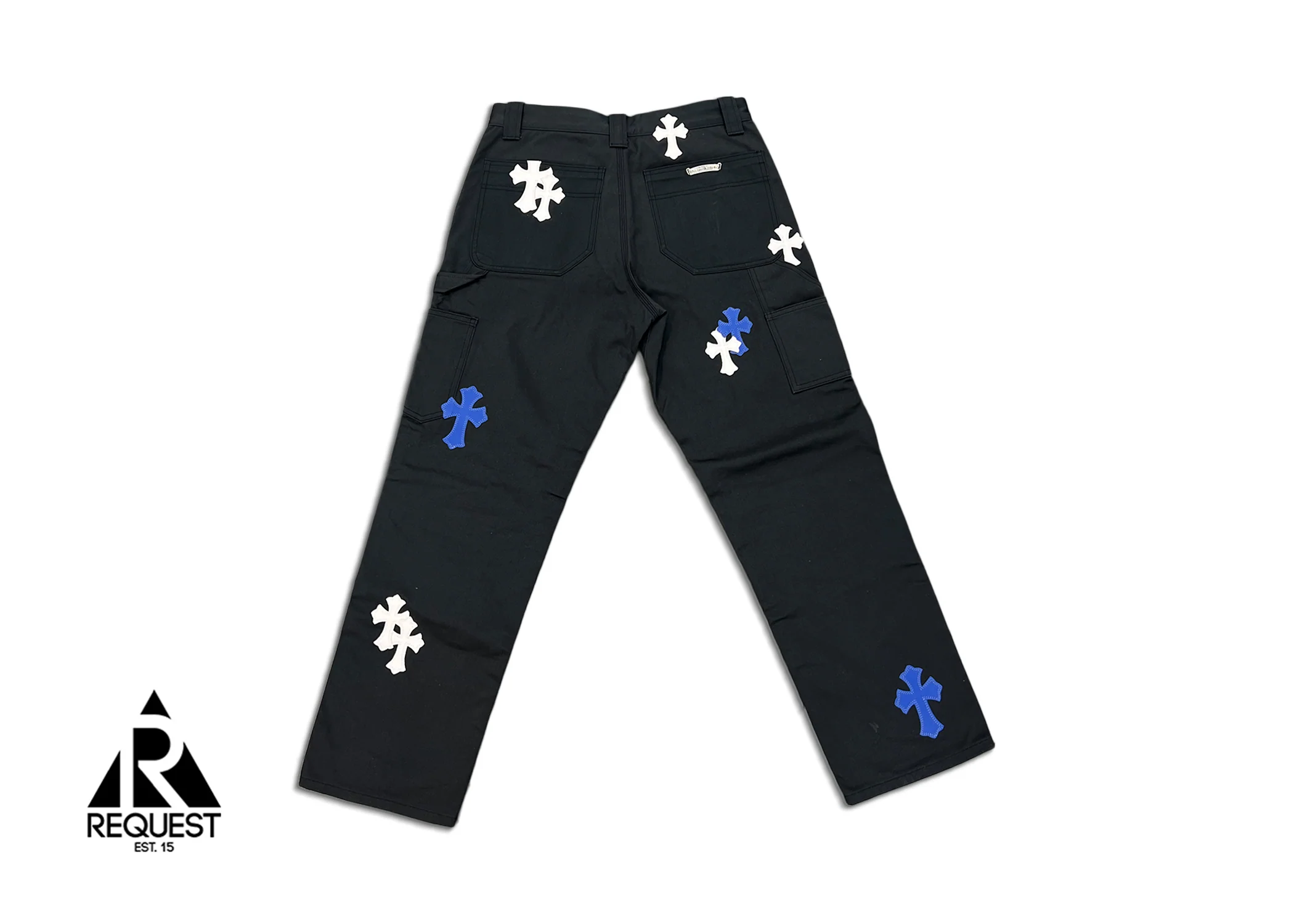 Black Chino Pants "Blue & White Crosses" - Image 2