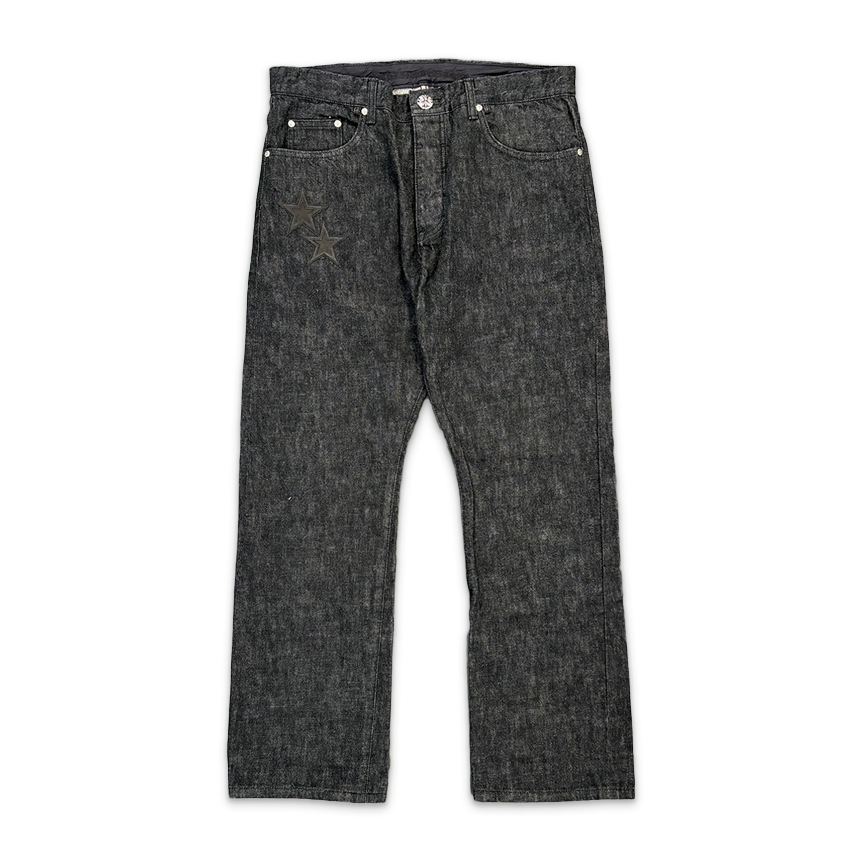 Black Star Leather Patches Denim Jeans "Black"