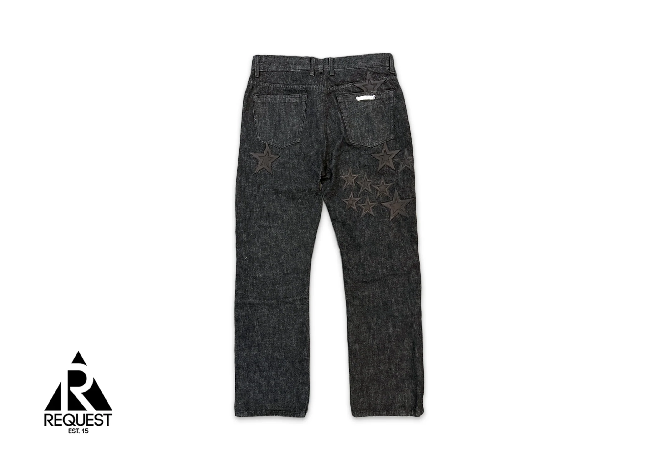 Black Star Leather Patches Fleur Denim Jeans "Black" - Image 2