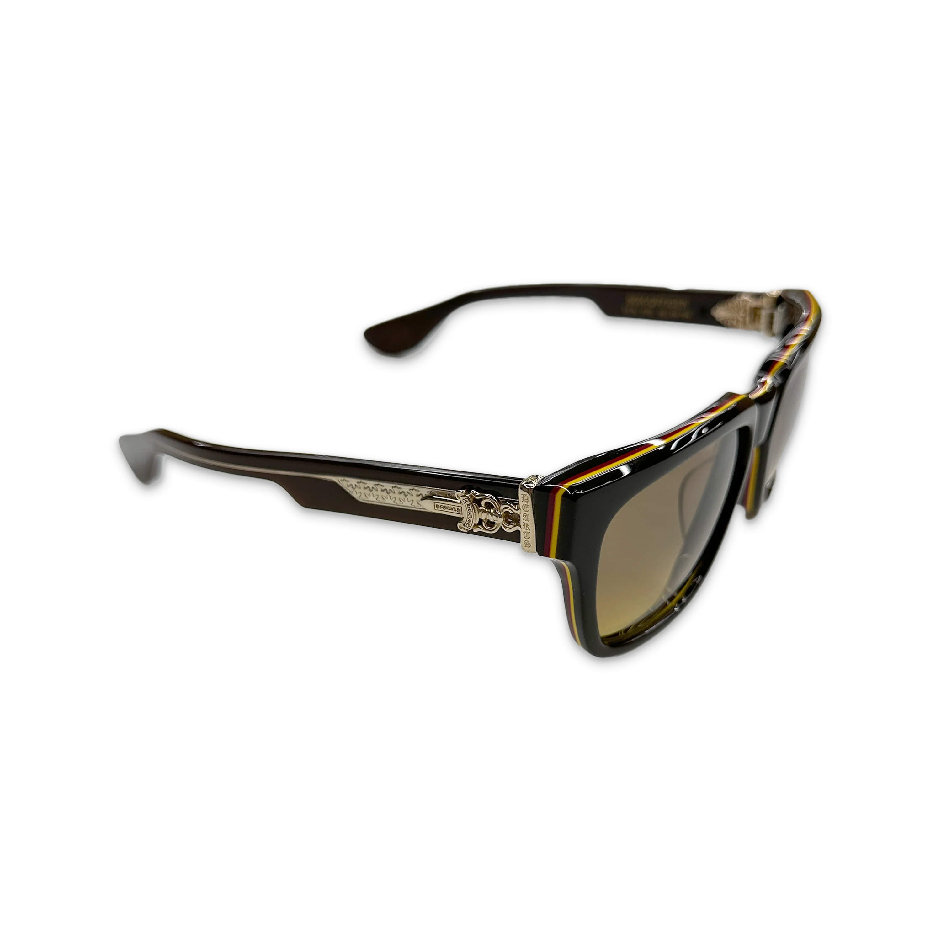 Box Officer Striped Sunglasses "Brown & Gold" - Image 2