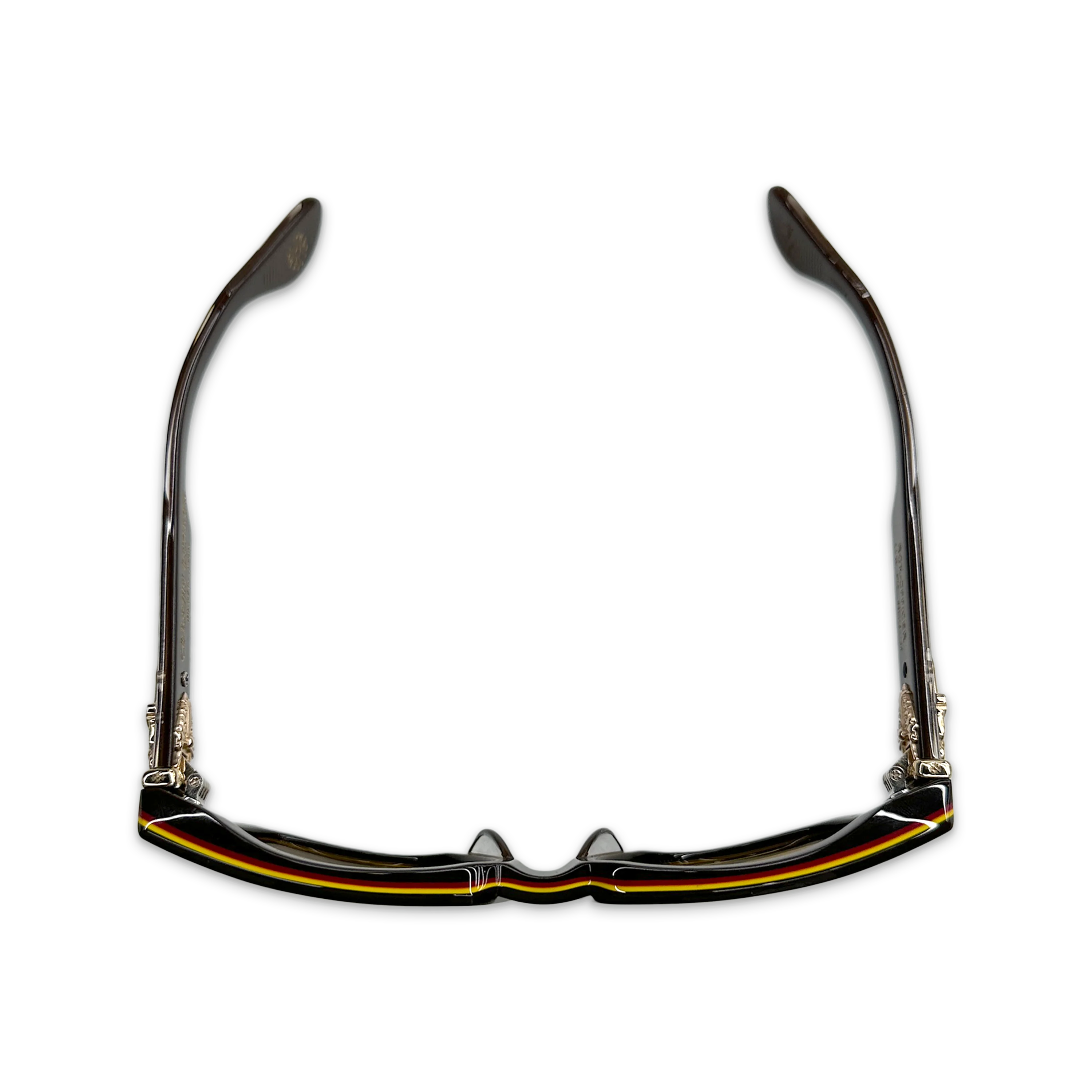 Box Officer Striped Sunglasses "Brown & Gold" - Image 3