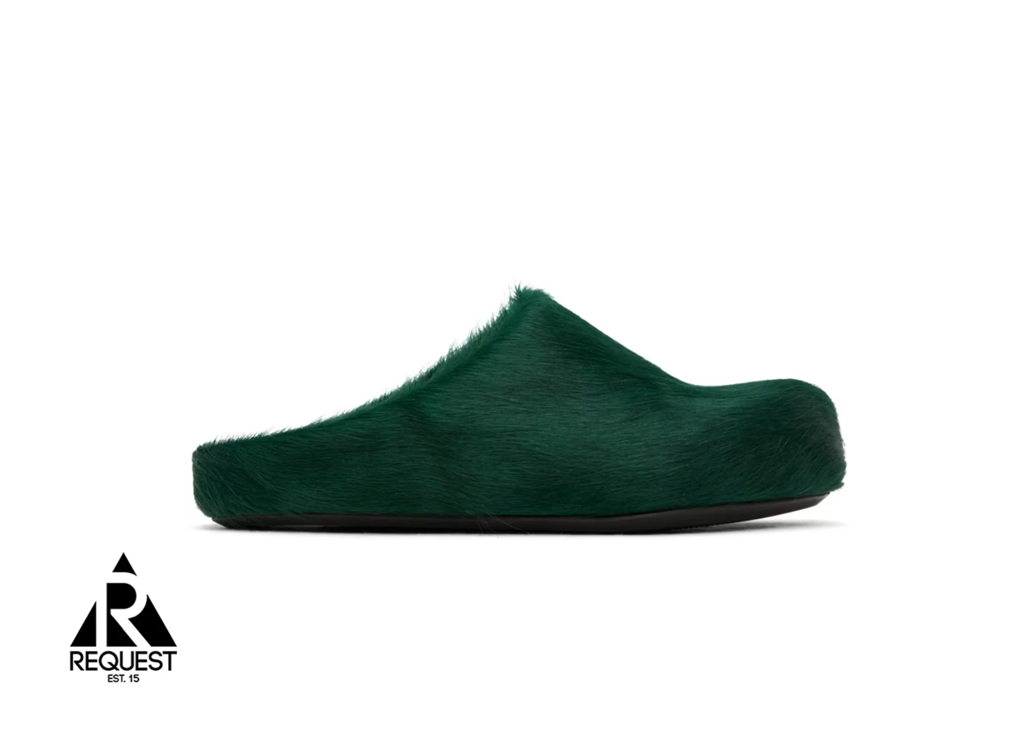 Calf Hair Fussbett Sabot Slipper "Forest Green"