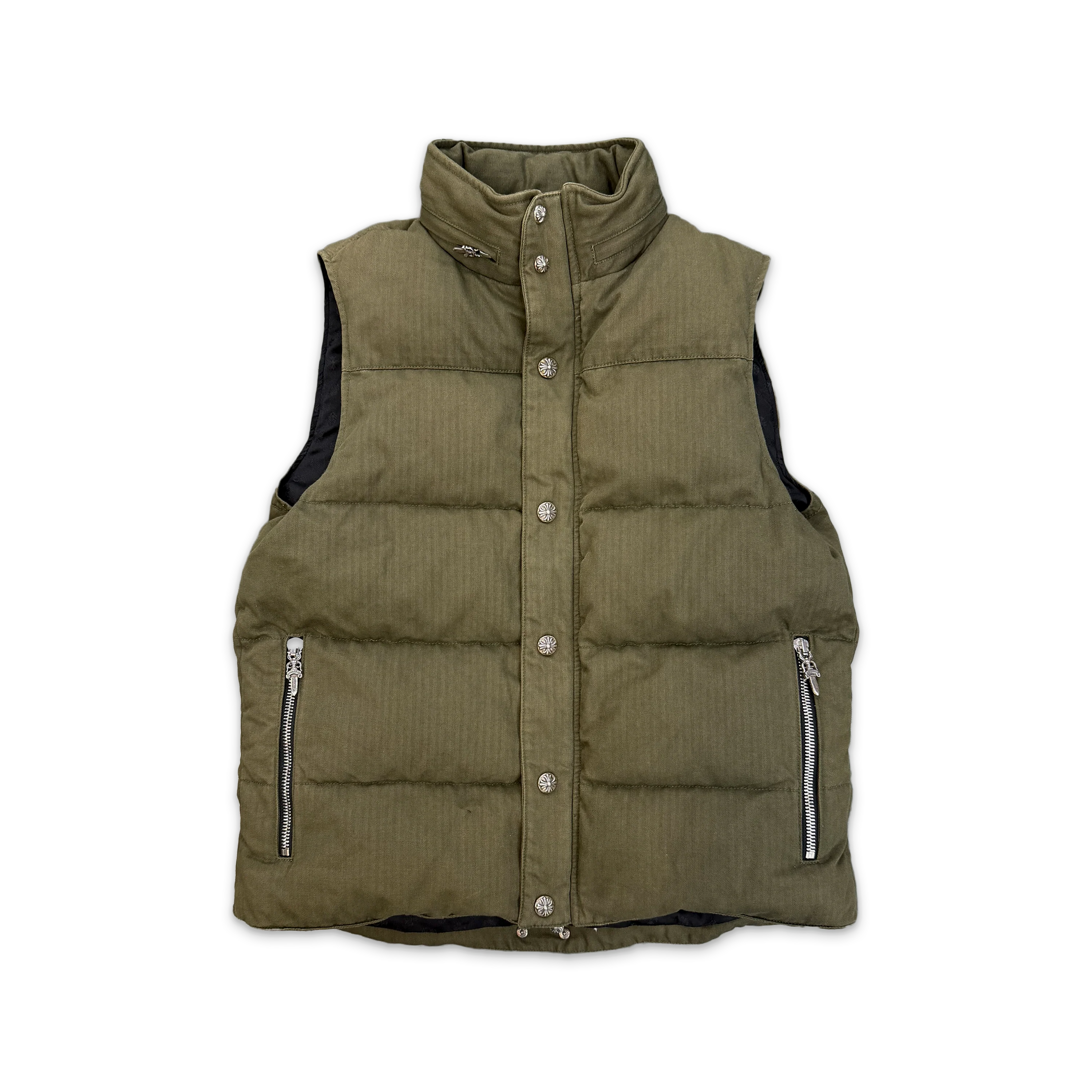 Canvas Puffer Down Vest "Olive"