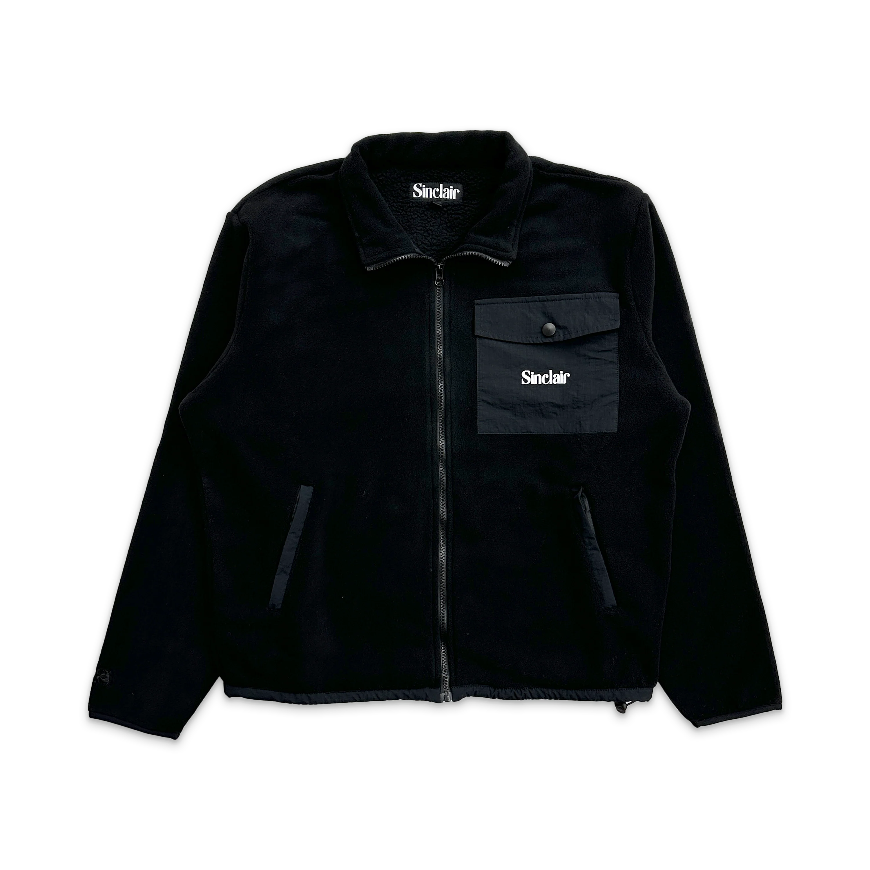 Cargo Pocket Fleece Zip Up Jacket "Black"