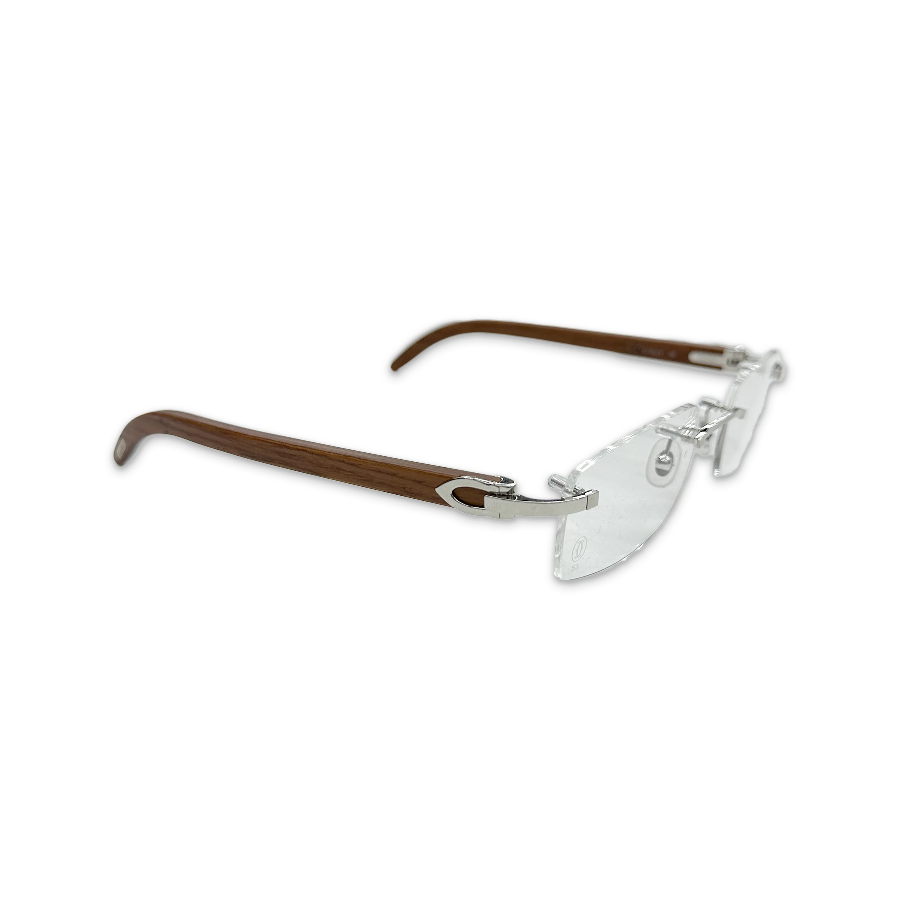Cartier Wood Frame Sunglasses "Clear/Brown" - Image 2