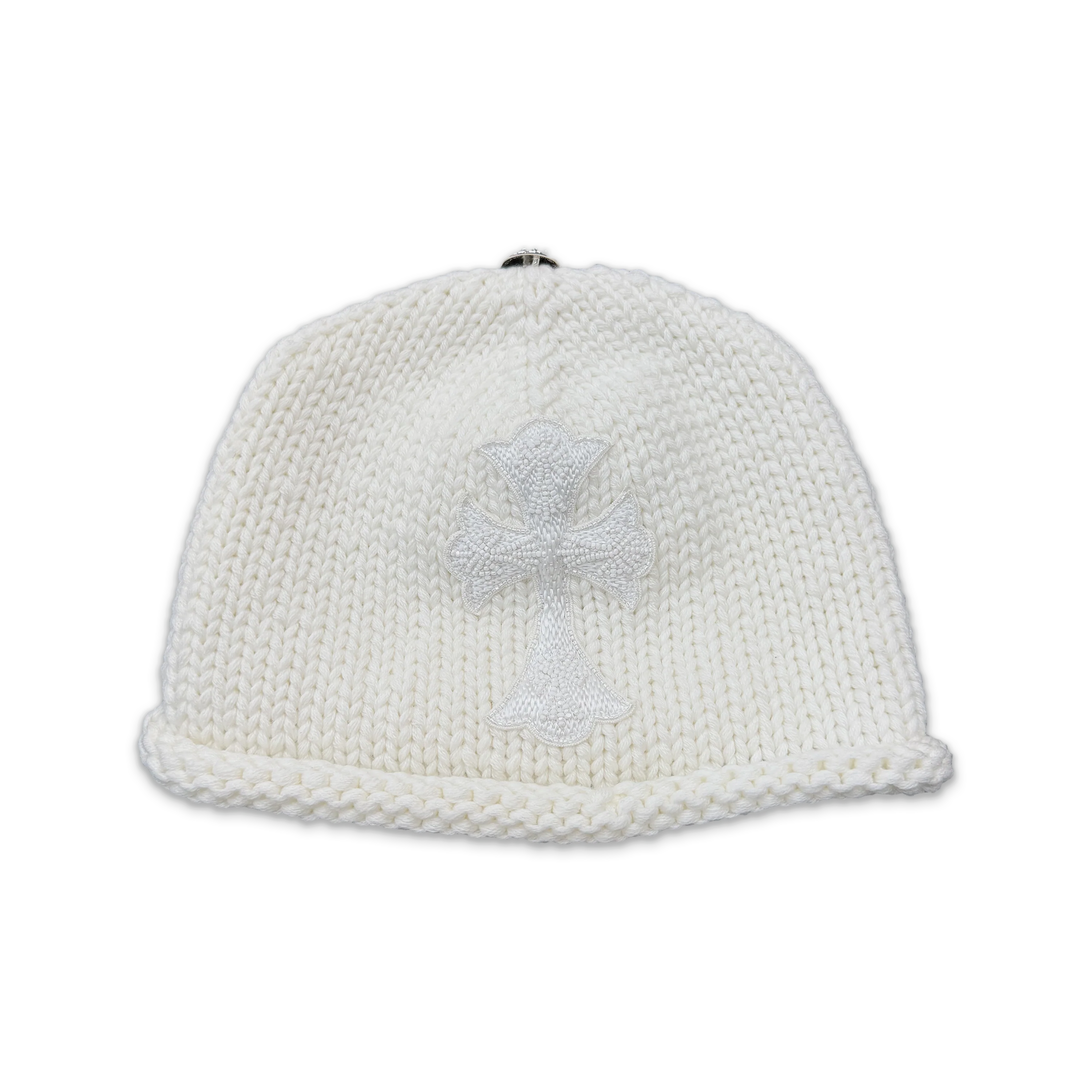 Cashmere Beaded Cross Beanie "White"