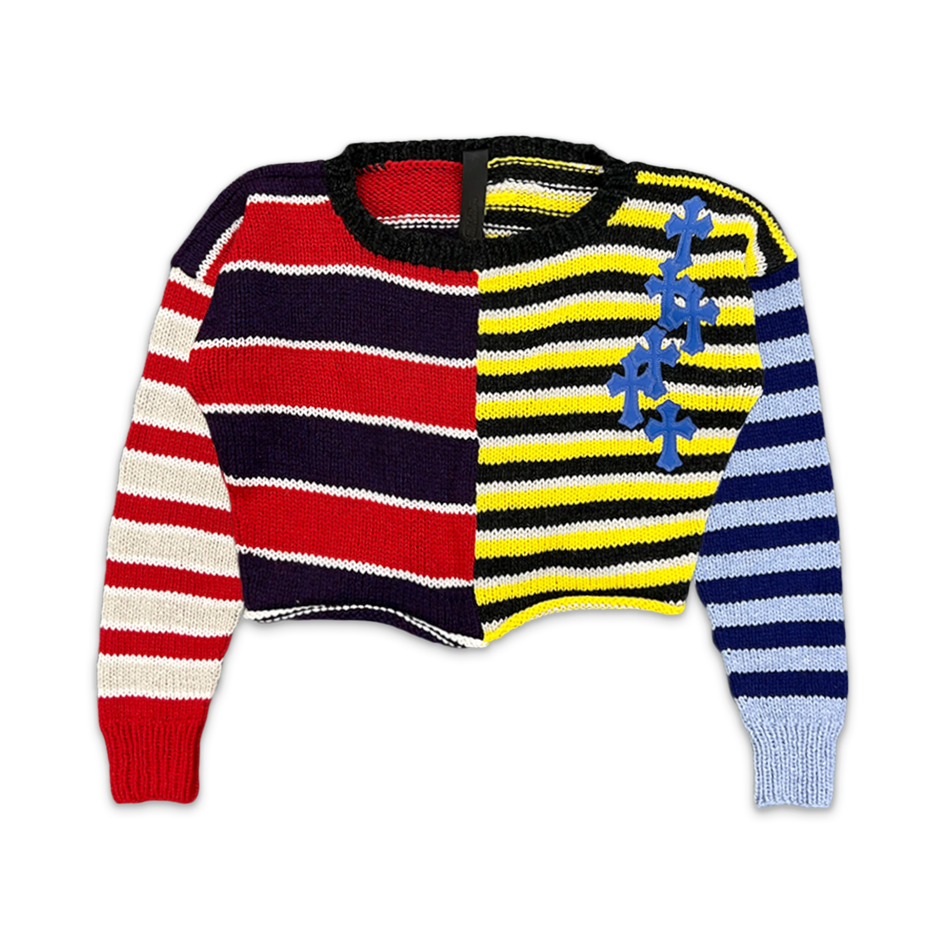 Cashmere Blue Cross Patch Cropped Sweater "Multicolor"