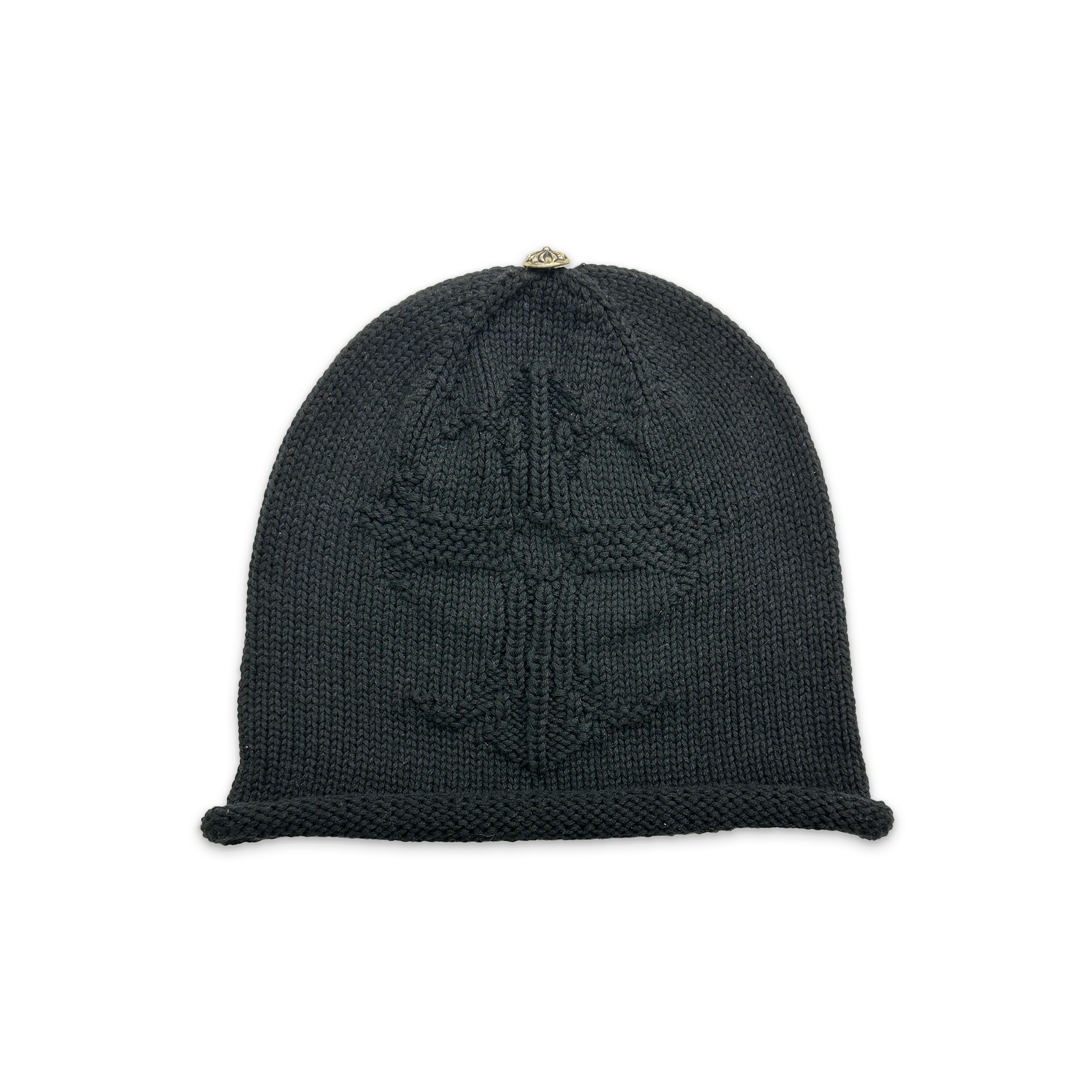 Cashmere Knitted Cross Beanie "Black"