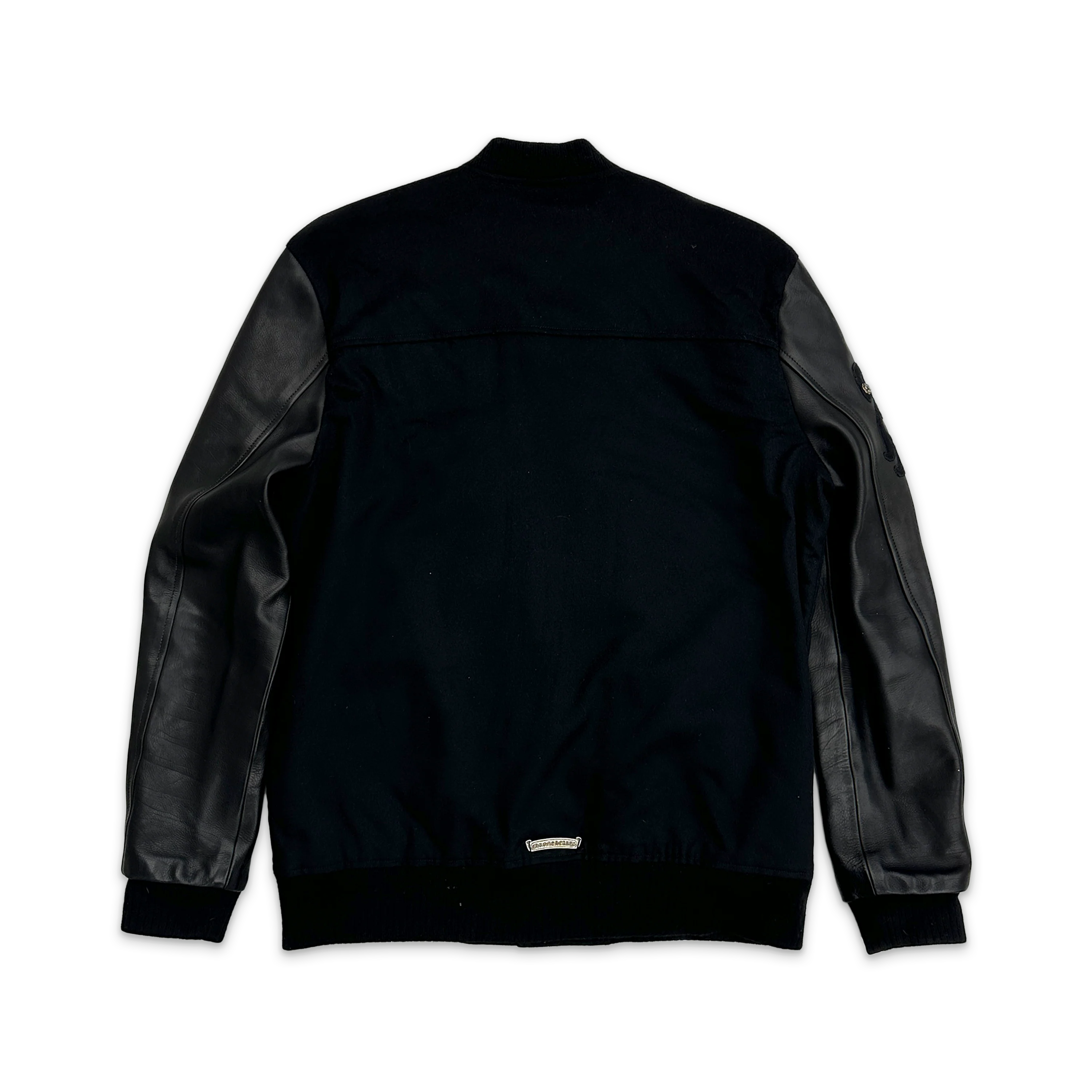Cashmere & Leather Multi Patch Varsity Jacket "Black" - Image 2