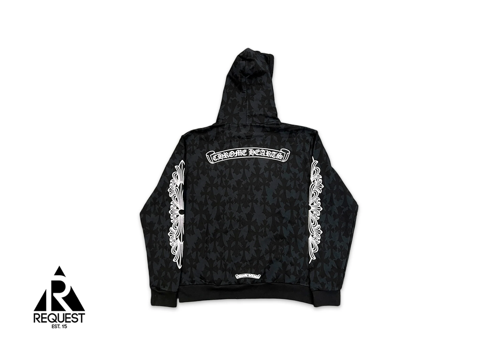 Cemetery Cross Print Pullover Hoodie "Black" - Image 2
