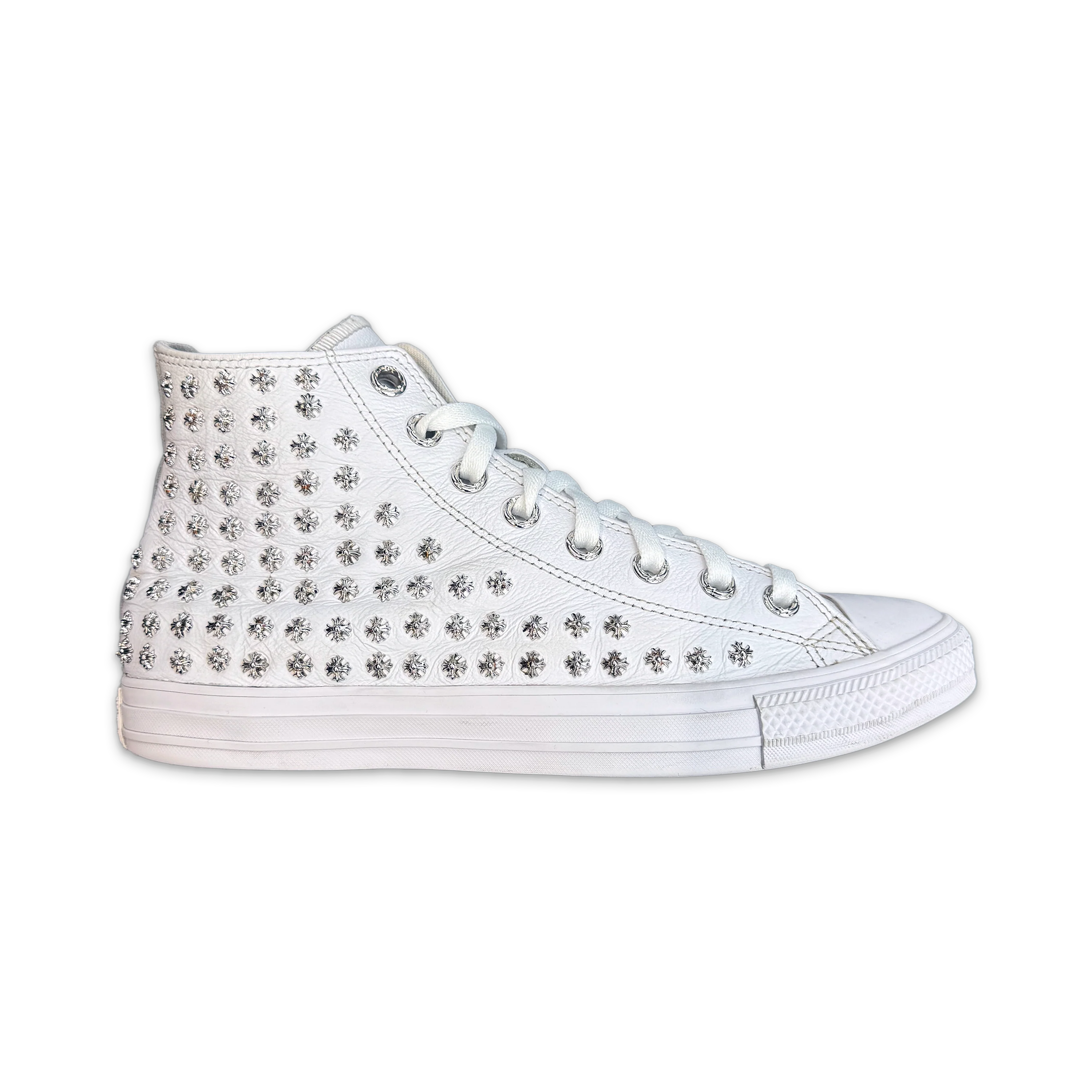 Chrome Hearts Chuck Taylor Plus Cross All Star Leather High Top "White"