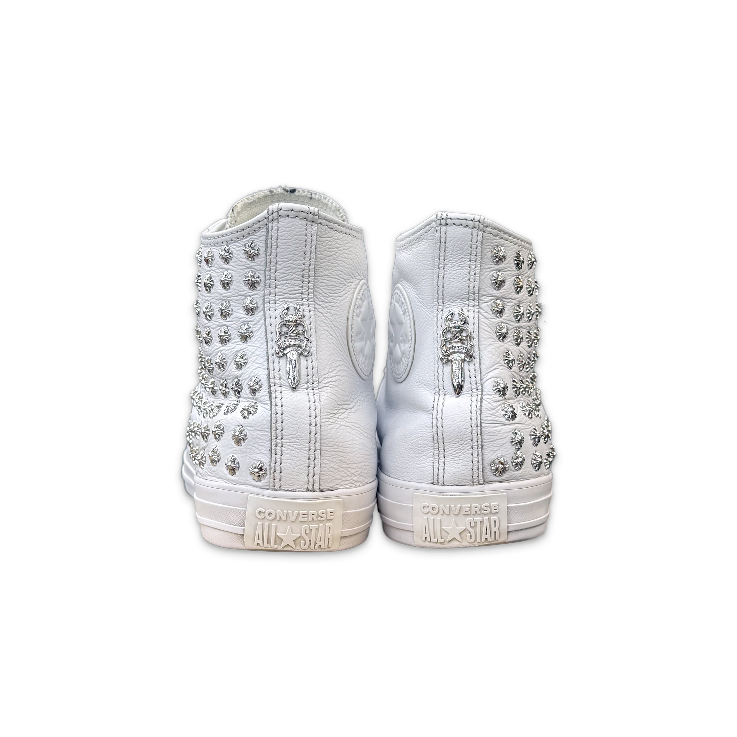 Chrome Hearts Chuck Taylor Plus Cross All Star Leather High Top "White" - Image 2